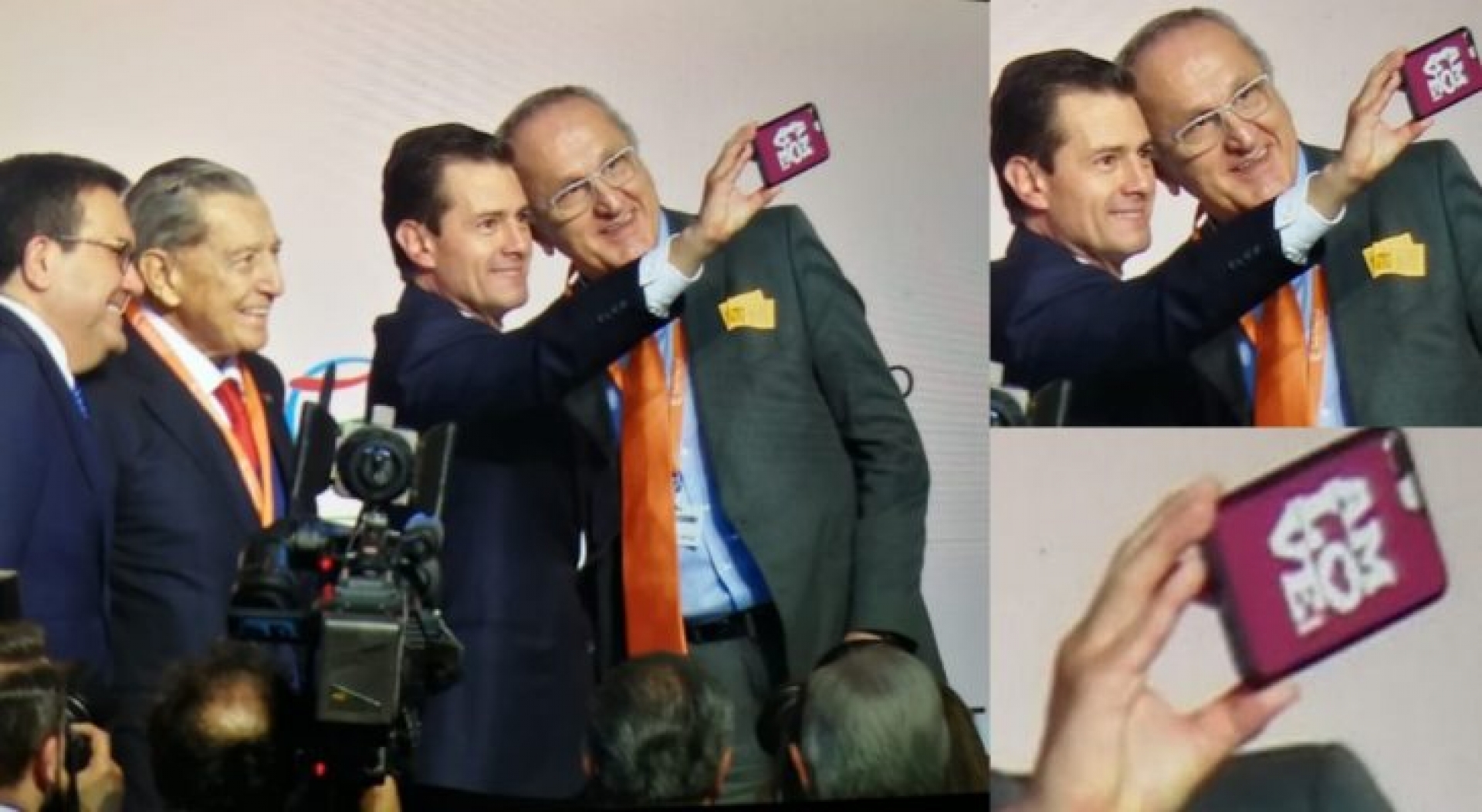 Peña no se da cuenta y se toma selfie con celular que en la carcasa decía “#AMLOVE” (FOTOS)