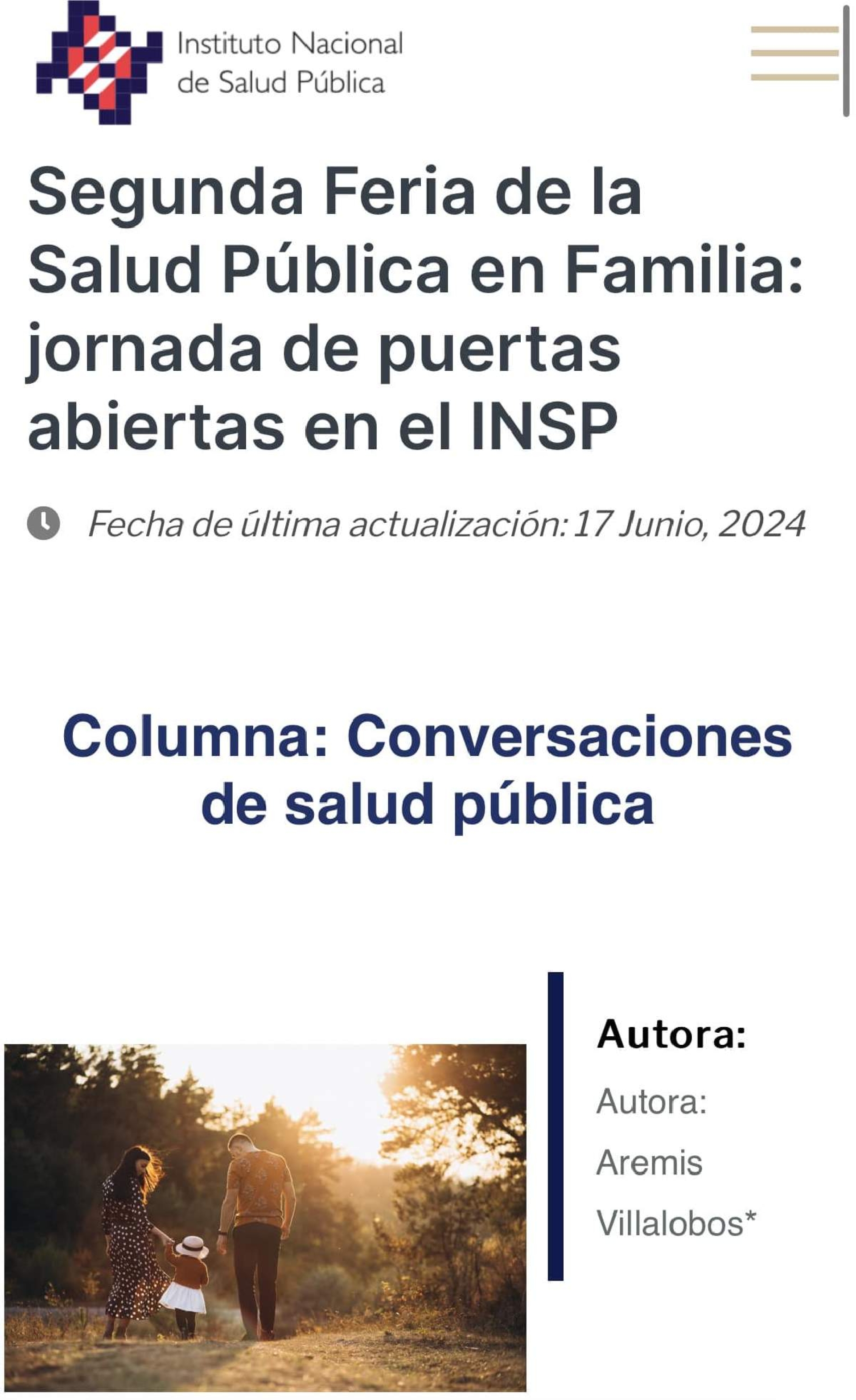 Invita INSP a 'Feria de la salud pública en familia'