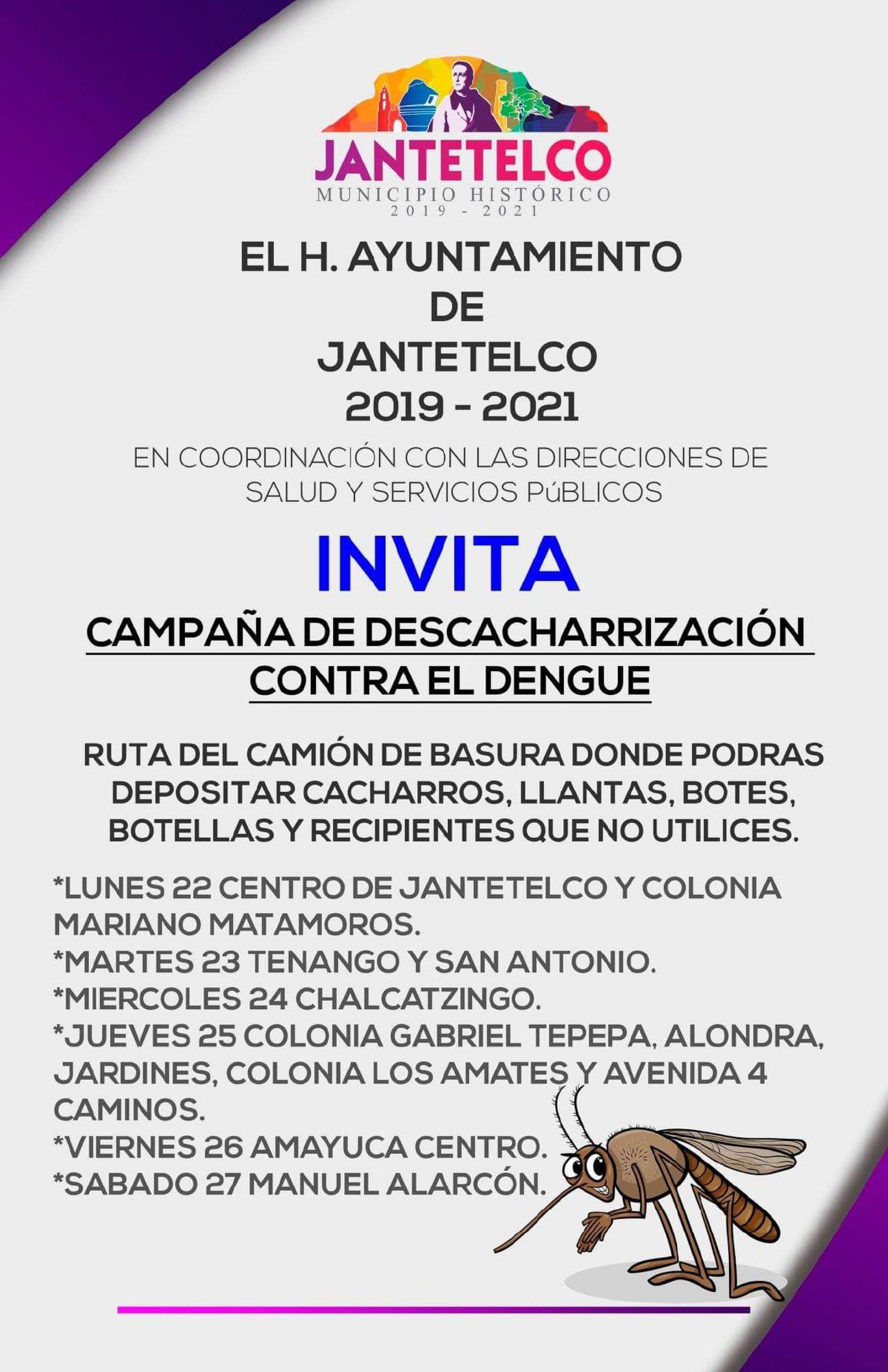 Ayuntamiento de Jantetelco implementa campaña de descacharrización
