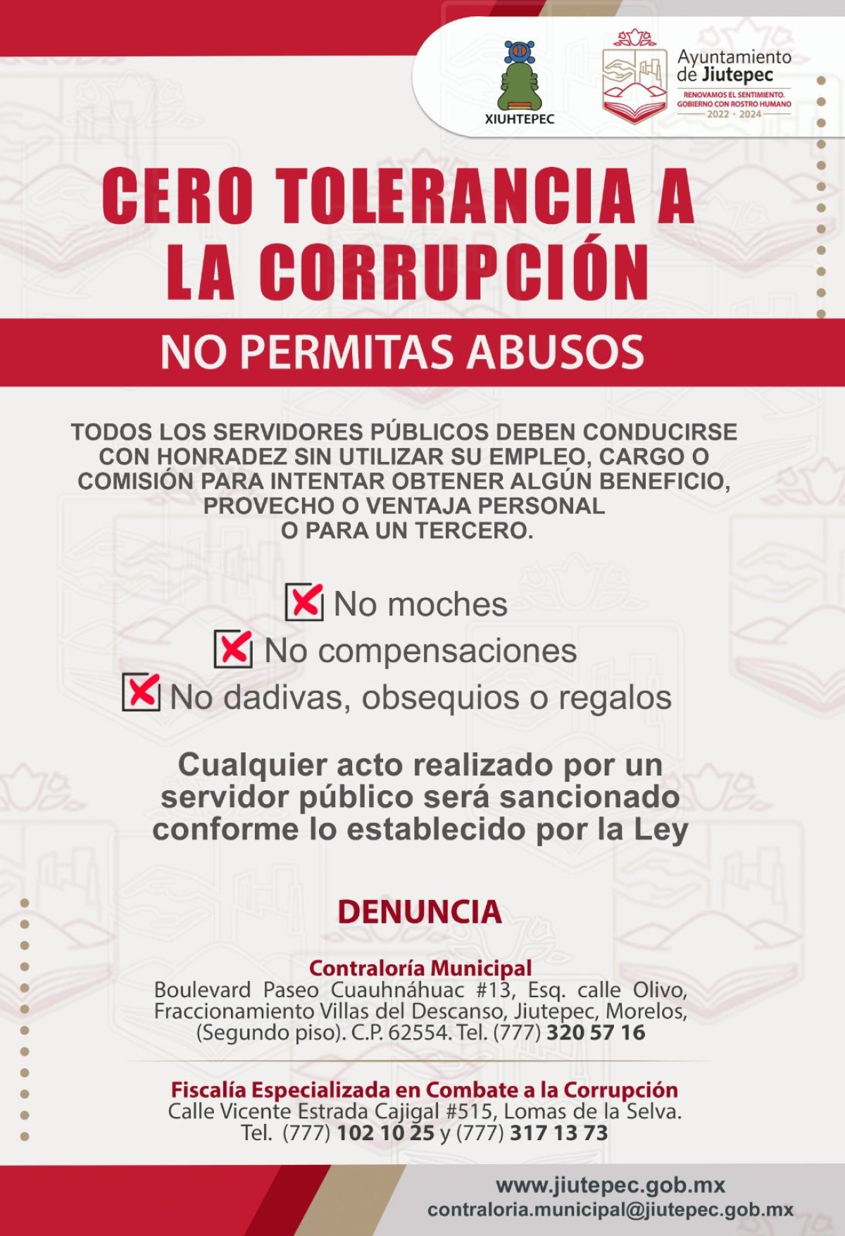 Opera programa 'Cero tolerancia a la corrupción' en Jiutepec