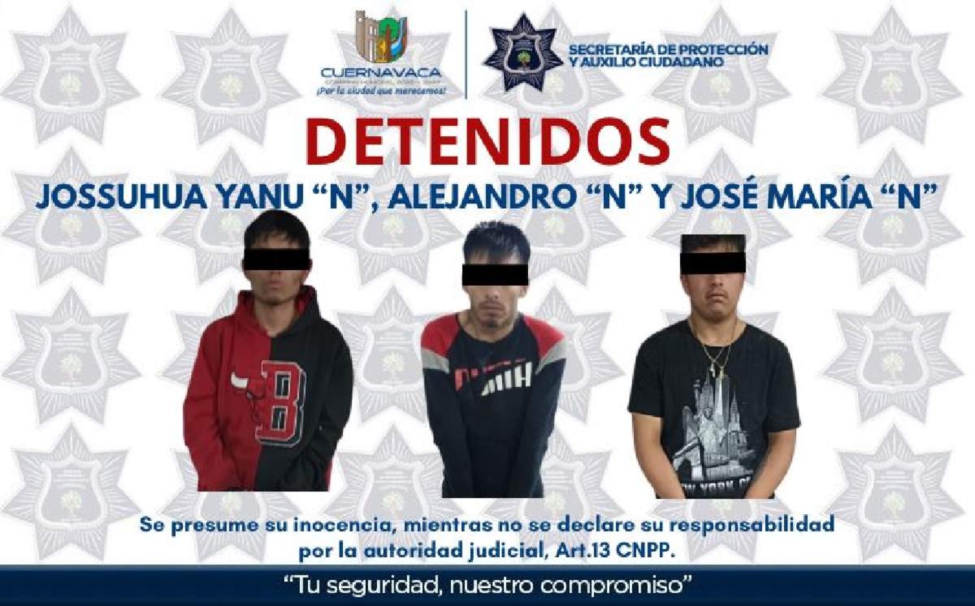 Detienen a tres sujetos por presunto robo de taxi