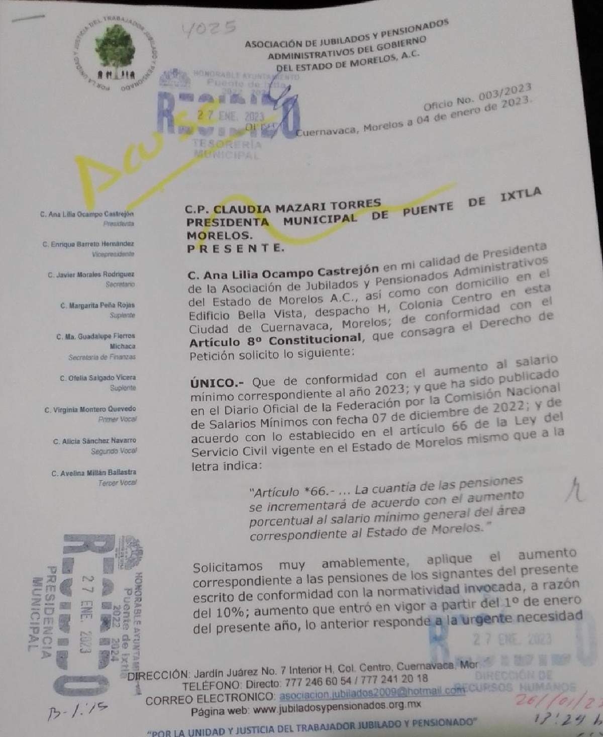 Jubilados y pensionados ixtlecos buscan aumento de sus percepciones