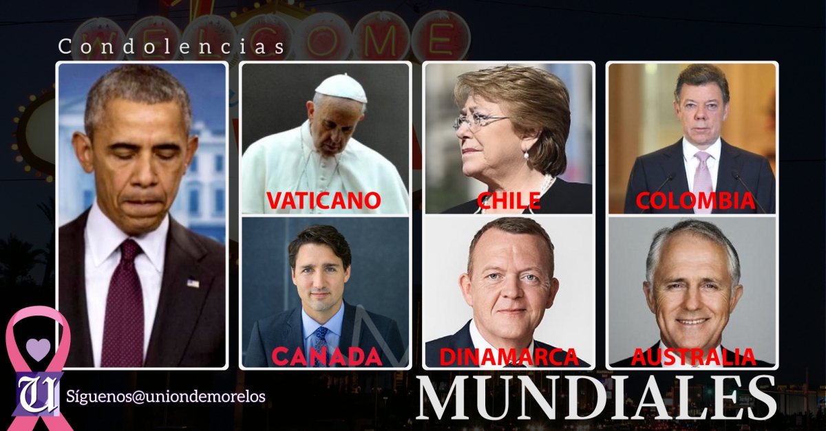 Líderes del Mundo envían condolencias por tiroteo en Las Vegas