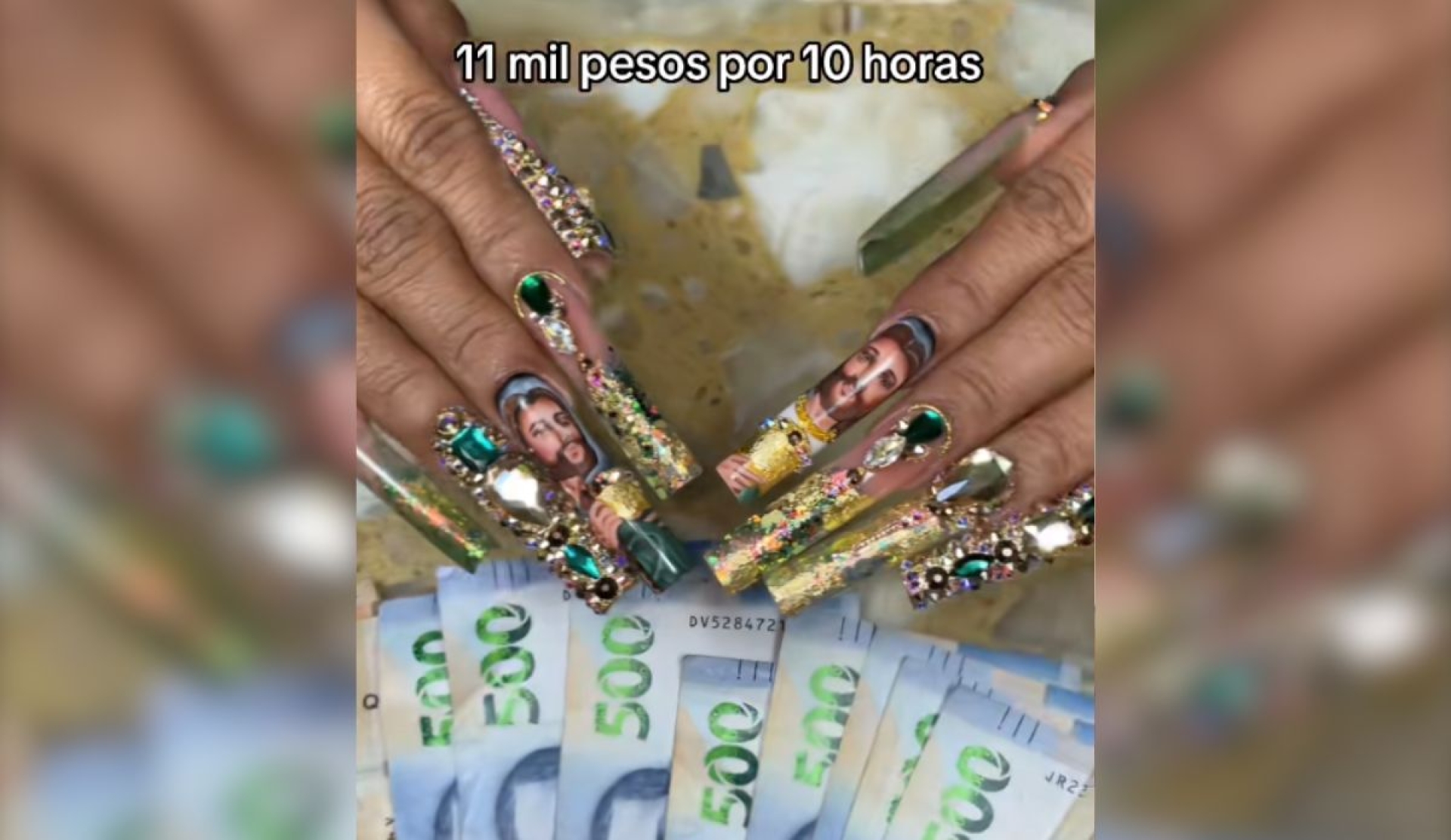 Mujer se vuelve viral por inviertir 11 mil pesos en uñas inspiradas en San Judas Tadeo