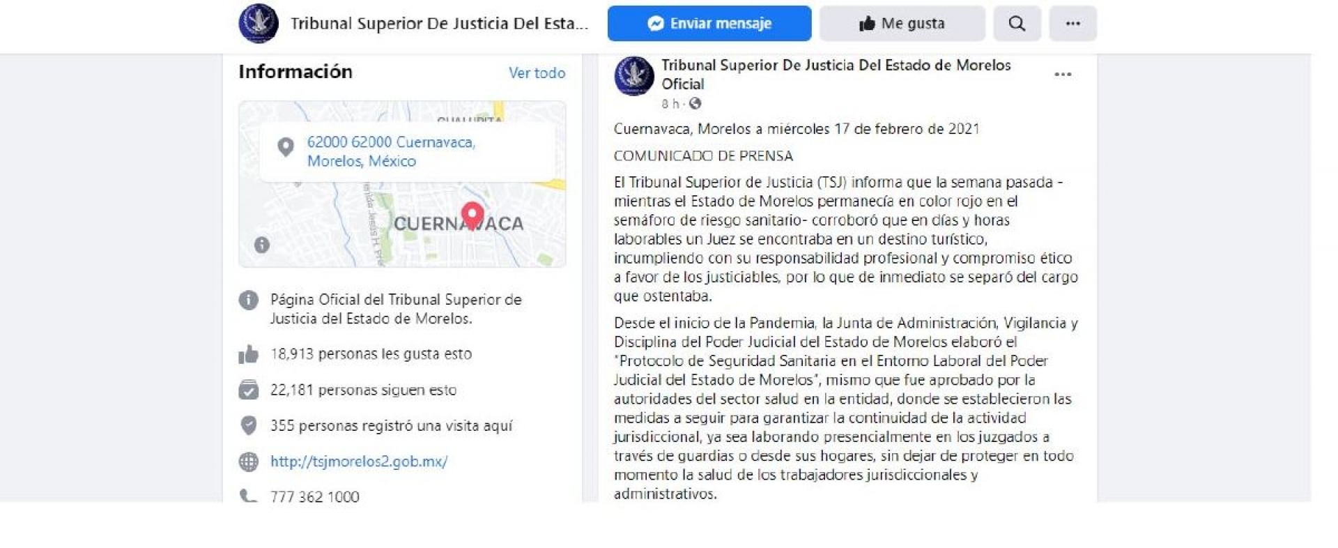 Jueza es separada del cargo por irse de vacaciones mientras estaba en funciones