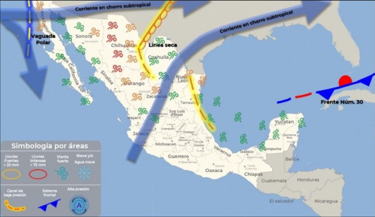 Previsión del tiempo hoy 21 de febrero: Vientos de más de 80 km/h en zonas México