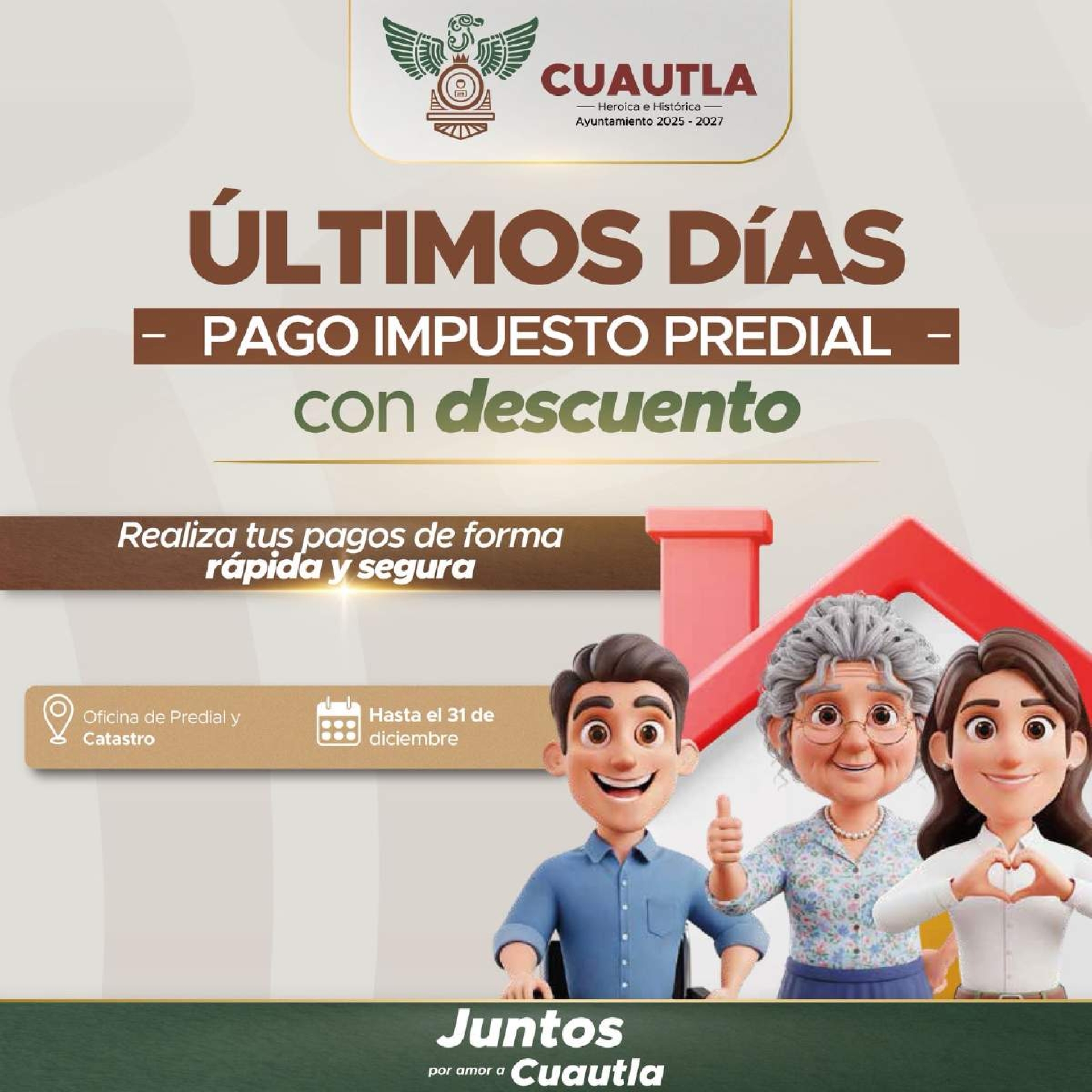 Vigente, campaña de descuentos por pago anticipado del predial en Cuautla