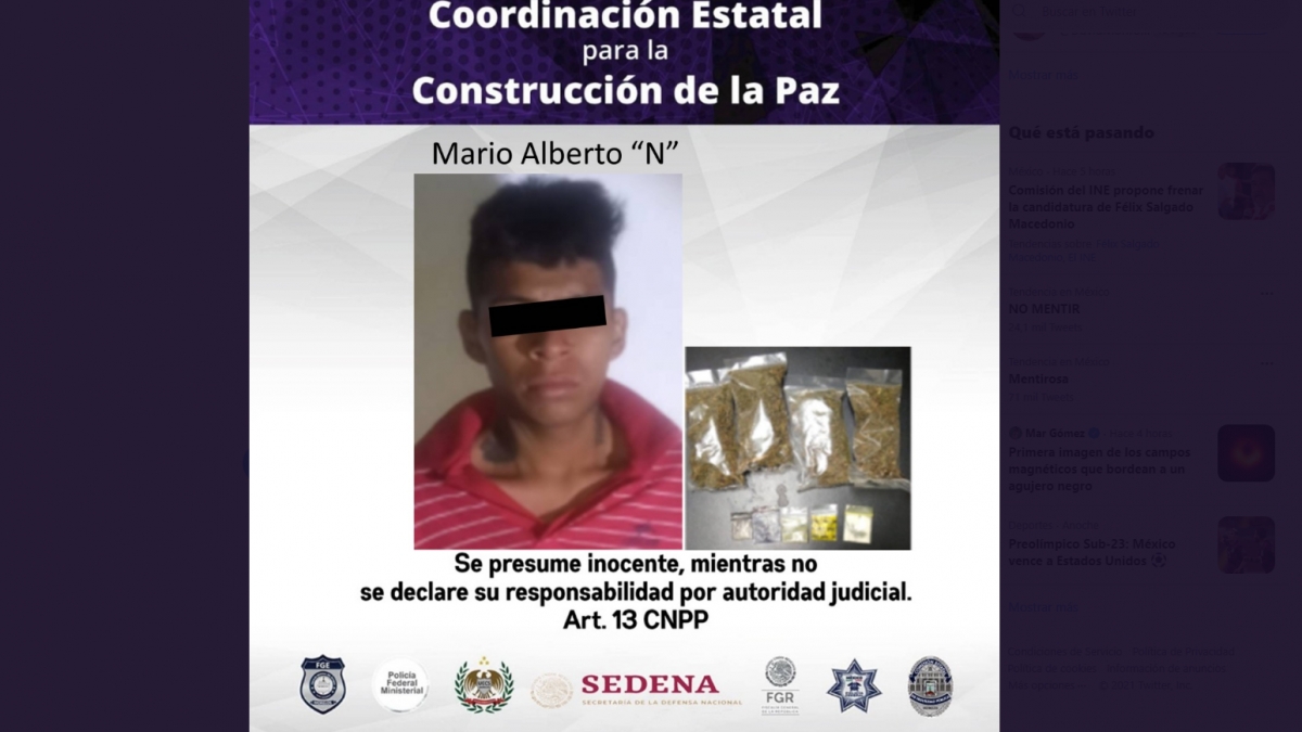 Atrapan a un joven con droga en Coatetelco