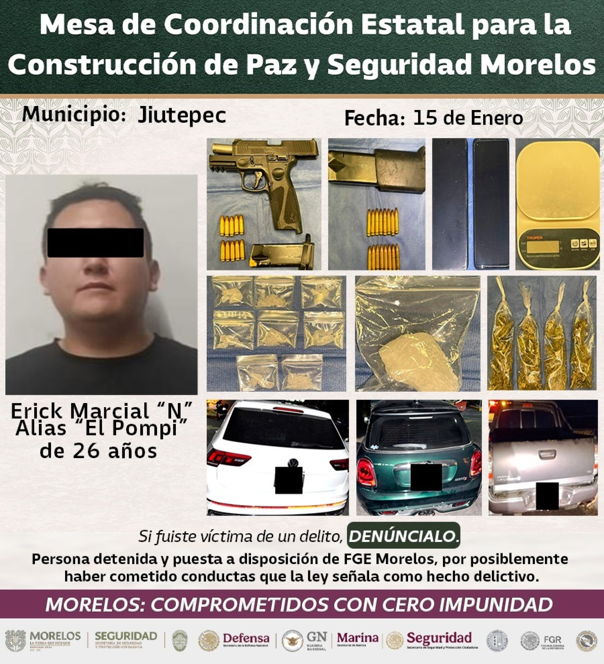 Detienen integrantes de la Mesa de Coordinación Estatal para la Construcción de Paz y Seguridad a 23 generadores de violencia