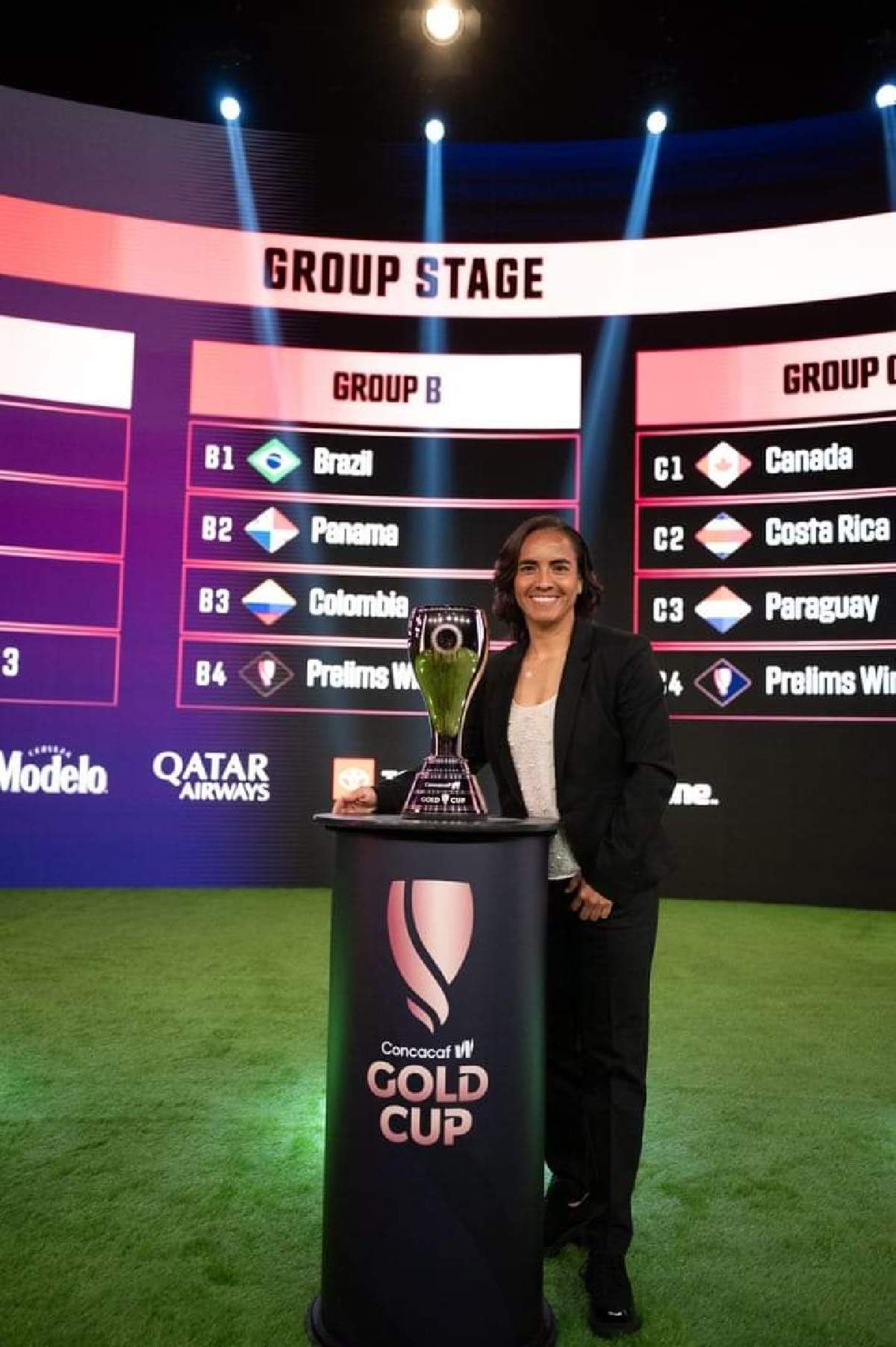 Mónica Ocampo, en el sorteo de la Copa Oro Concacaf W 2024