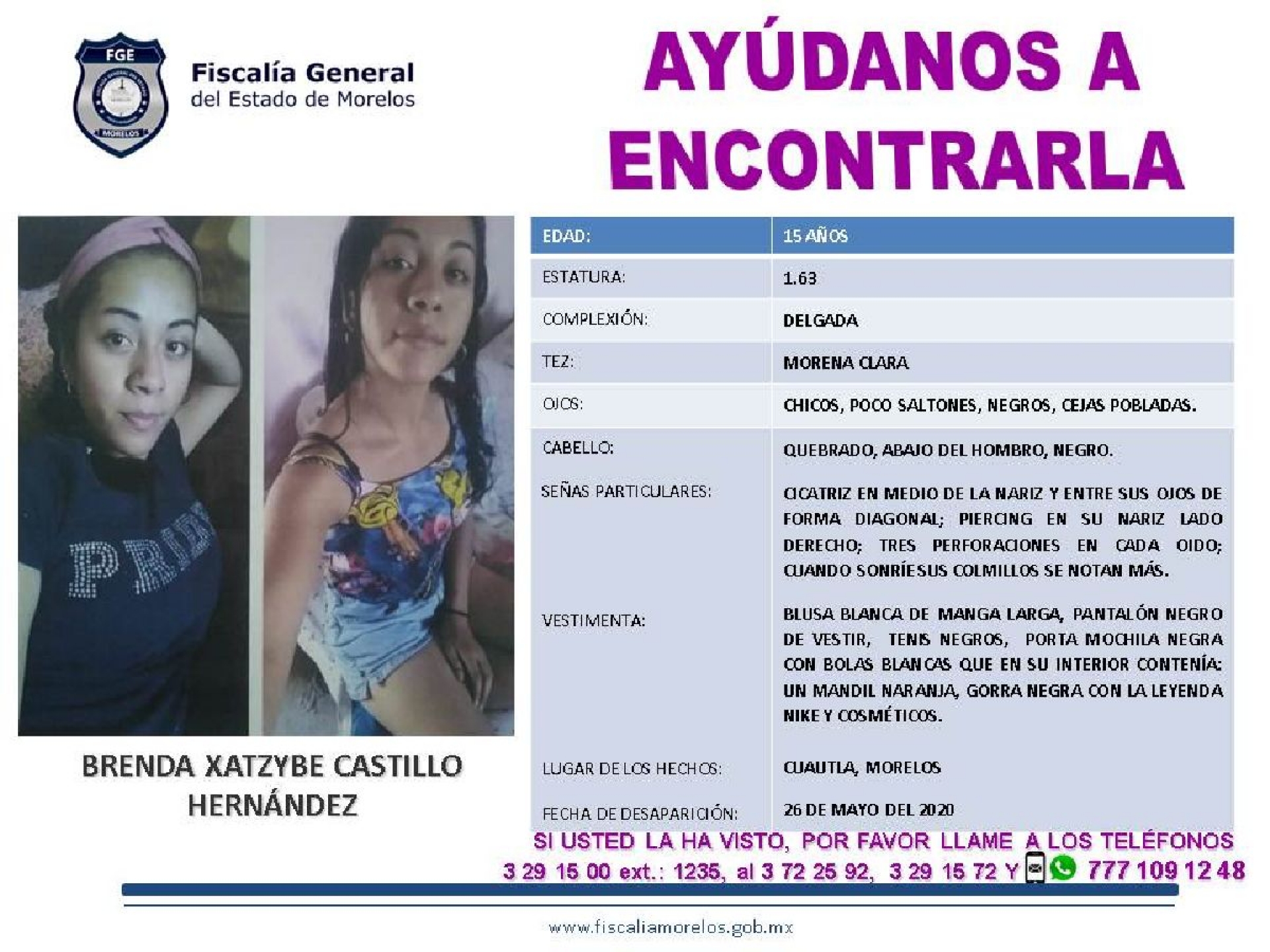 Una adolecente está desaparecida desde hace ocho días