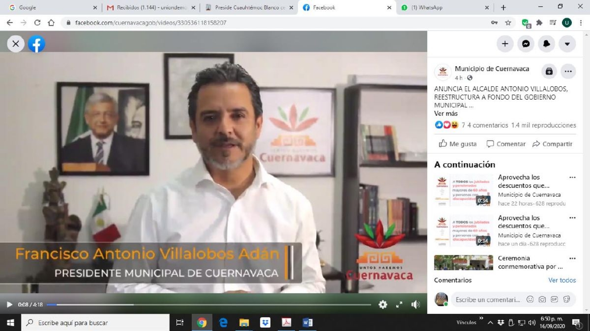 Anuncia Antonio Villalobos reestructura a fondo del gobierno municipal