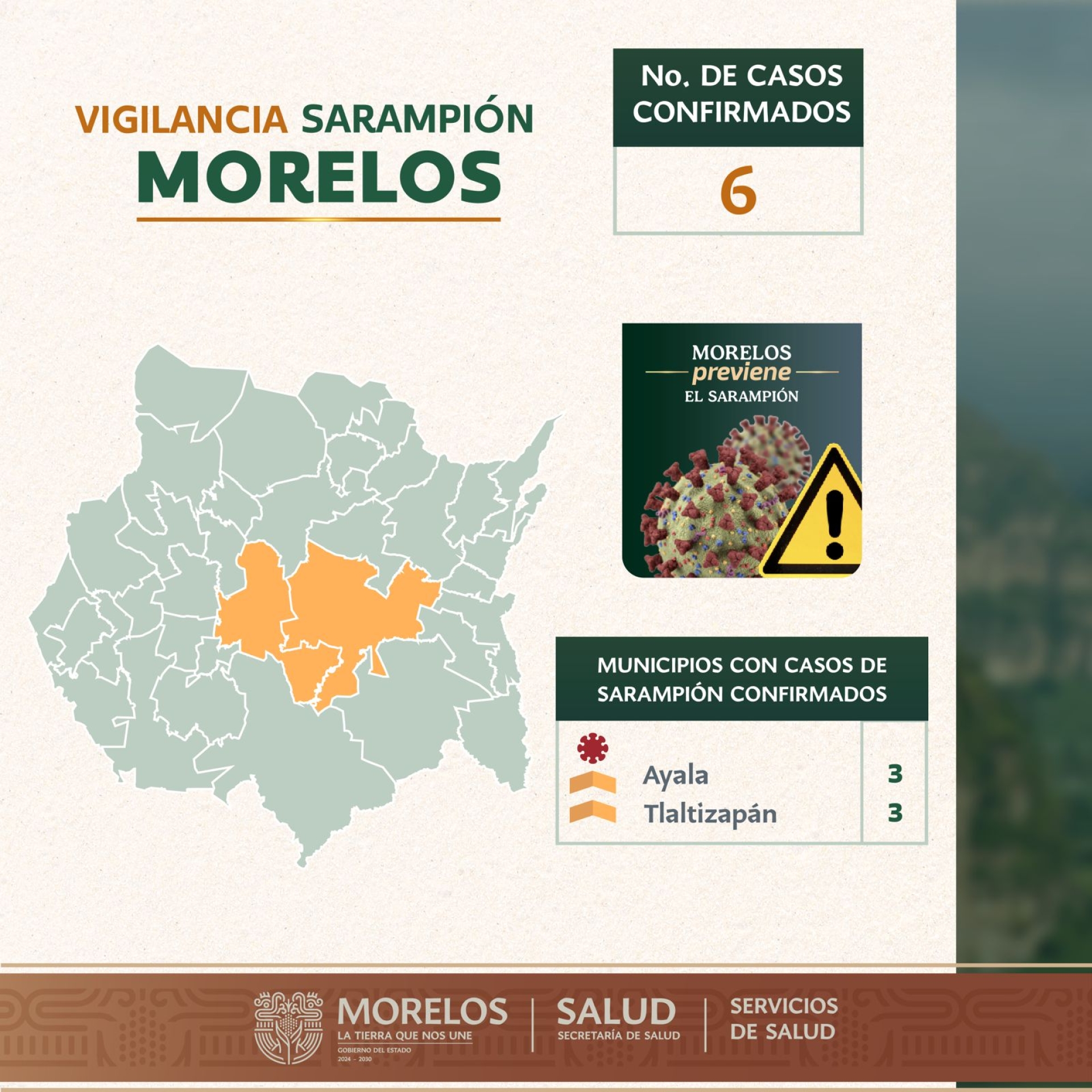 Confirman autoridades sanitarias tres casos importados de sarampión en Tlaltizapán; suman seis en 2026