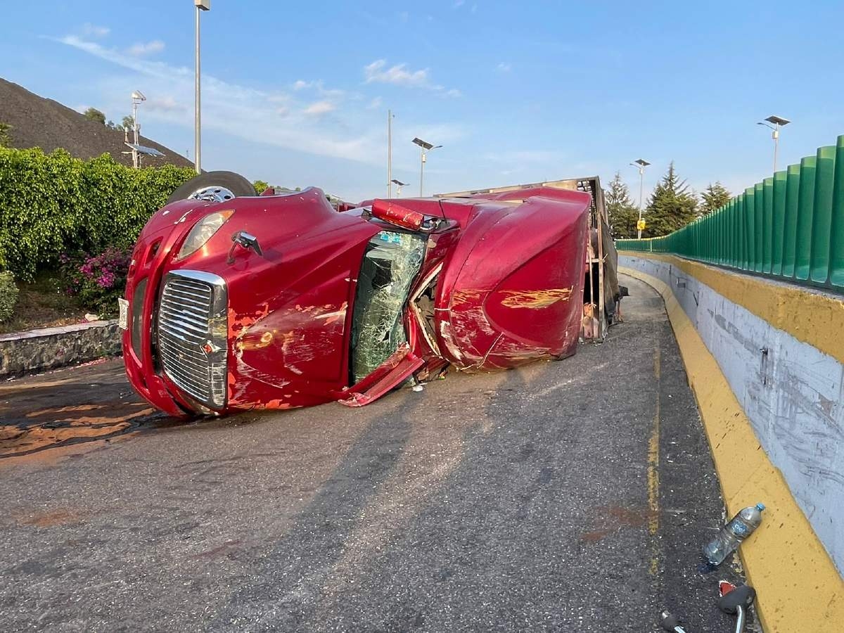 Vuelca tráiler que transportaba cerdos en “La Pera”