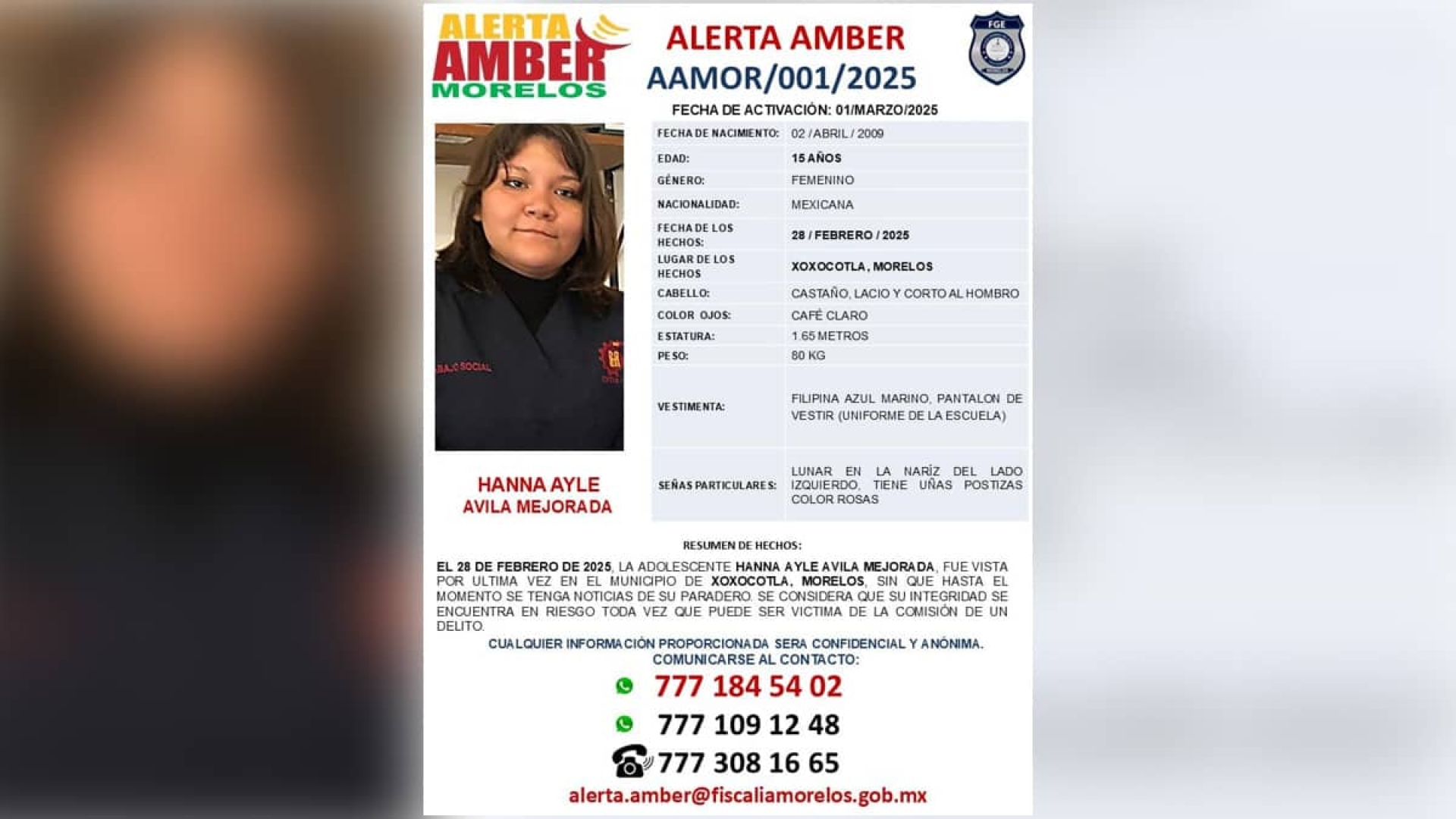 Una alumna del CETis 122 desapareció en Xoxocotla
