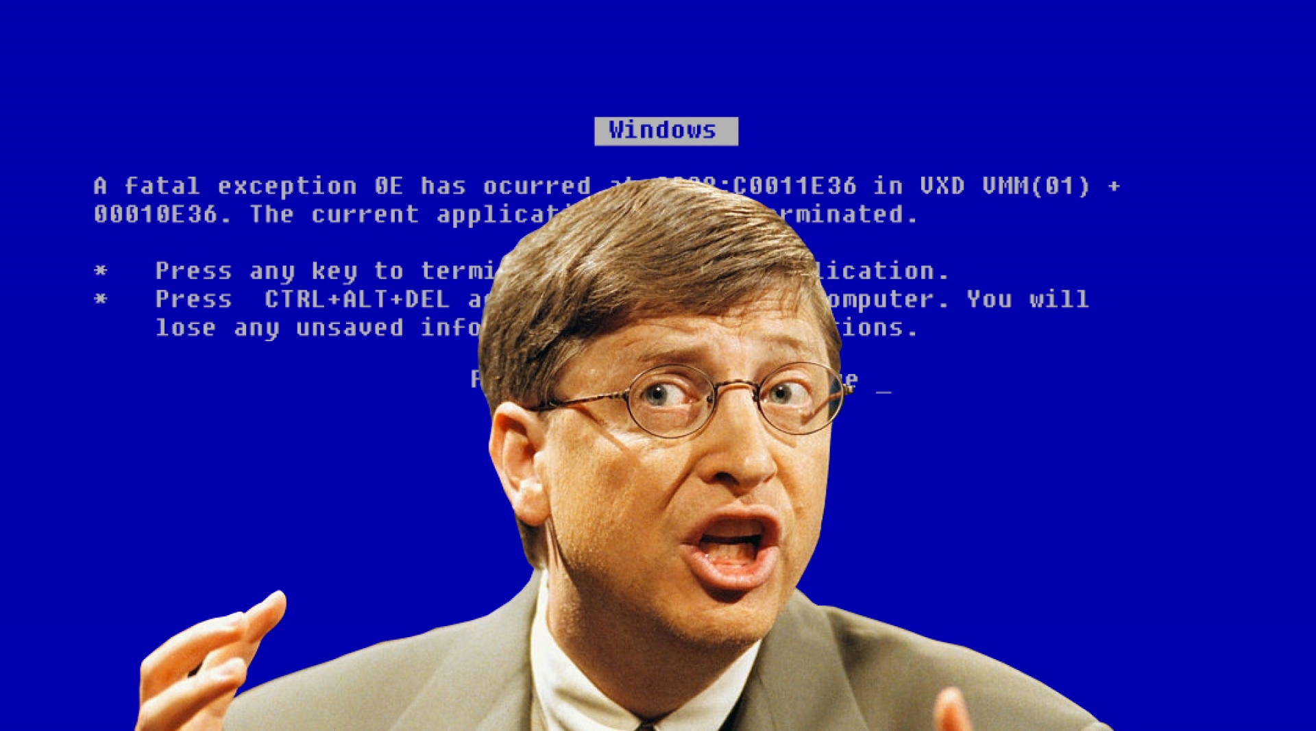 El vergonzoso día que Bill Gates presentó Windows 98 con una pantalla azul de la muerte