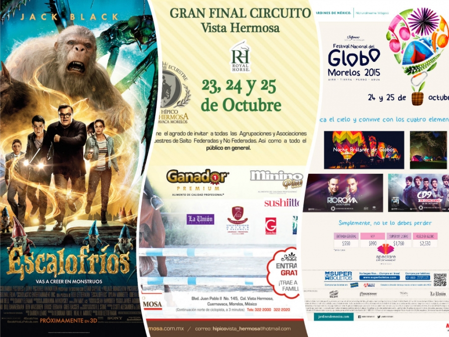 ‘Escalofríos’, ‘Festival del Globo Morelos 2015’, ‘Gran Final de Circuito Vista Hermosa’ y más para el fin