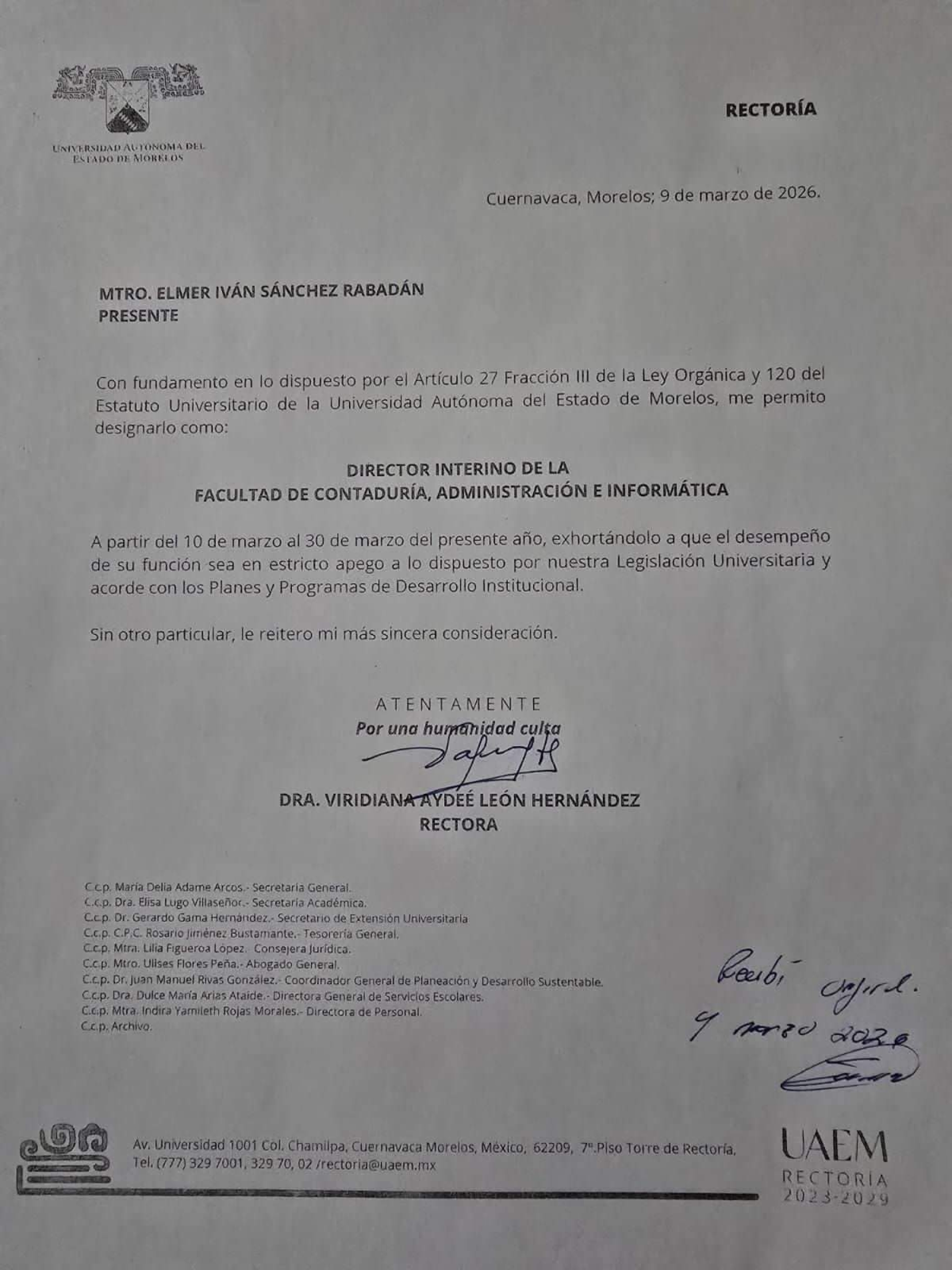 Cambian director en la Facultad de Contaduría