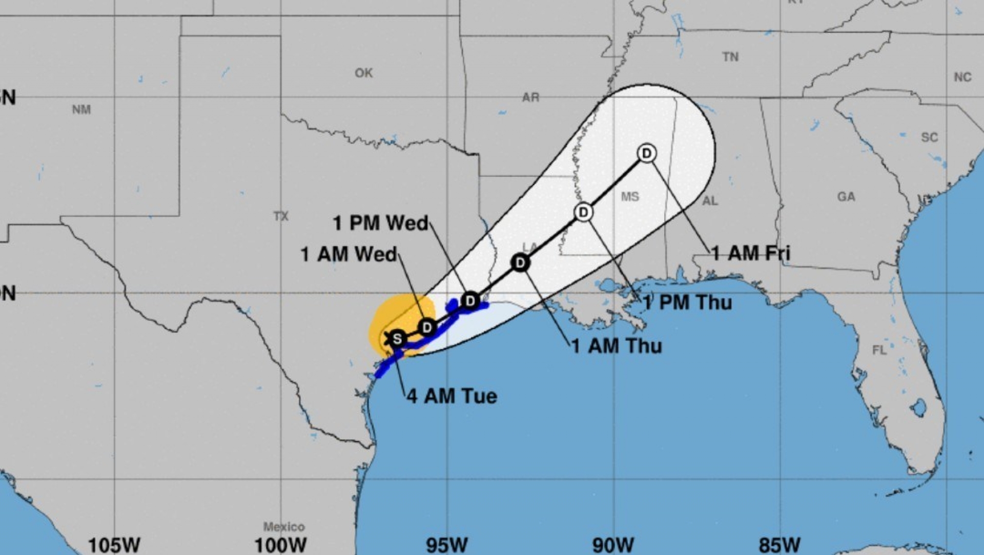 Tormenta tropical ‘Beta’ toca tierra en Bahía de Matagorda, Texas