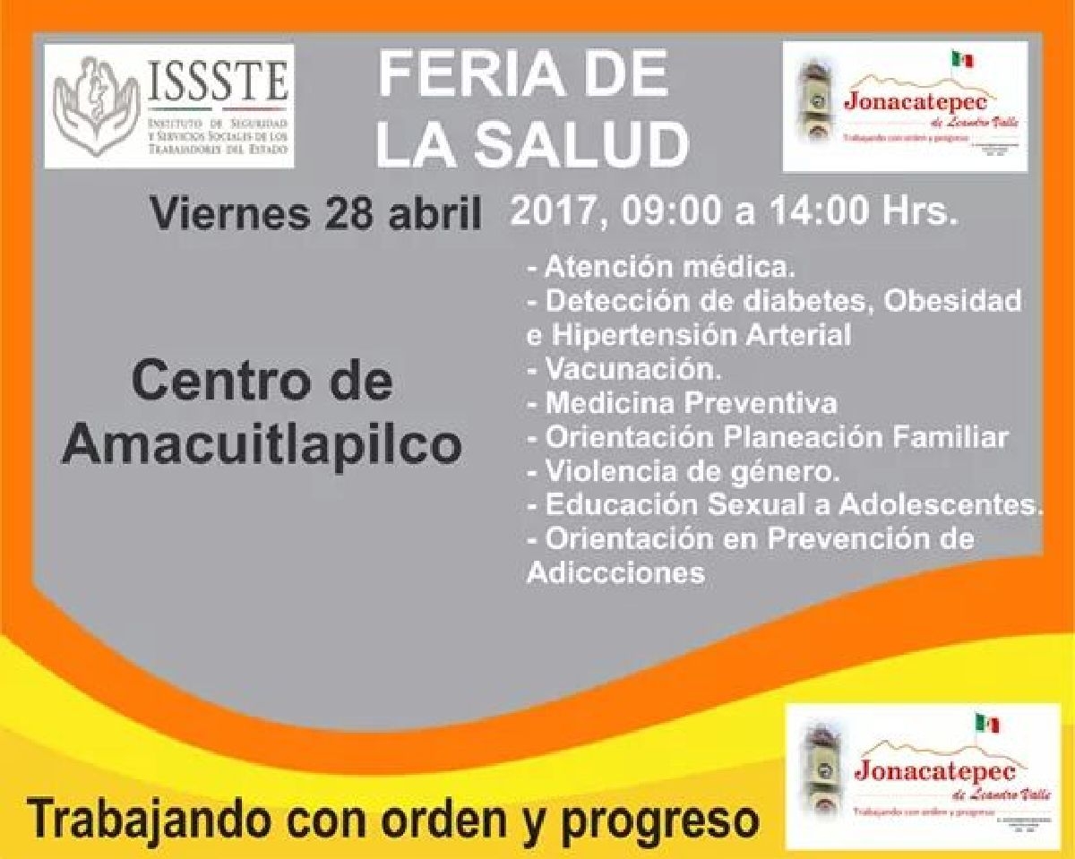 Hoy, se instalará la feria de la salud en la comunidad de San Gabriel Amacuitlapilco