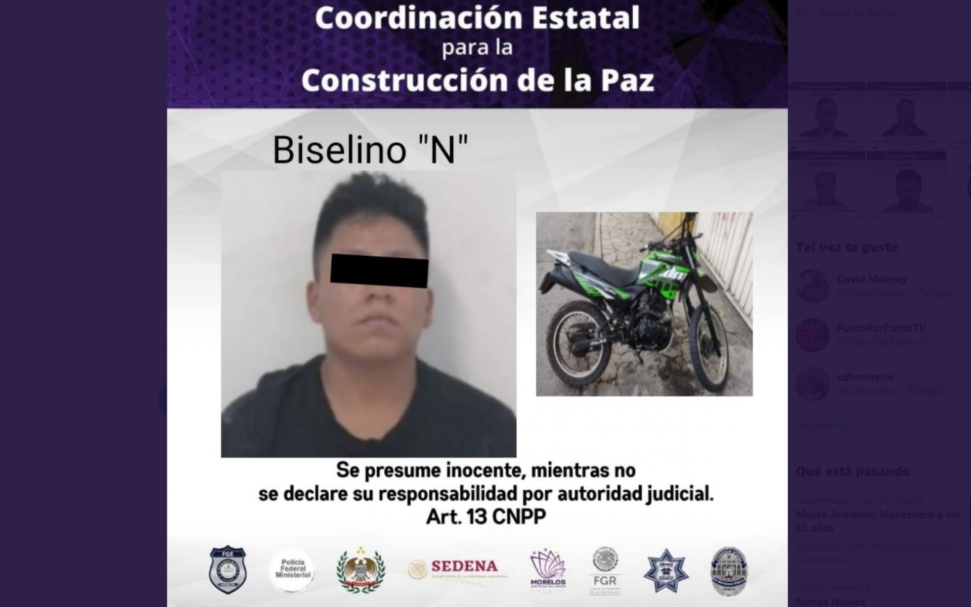 Atrapado cuando viajaba en una moto robada