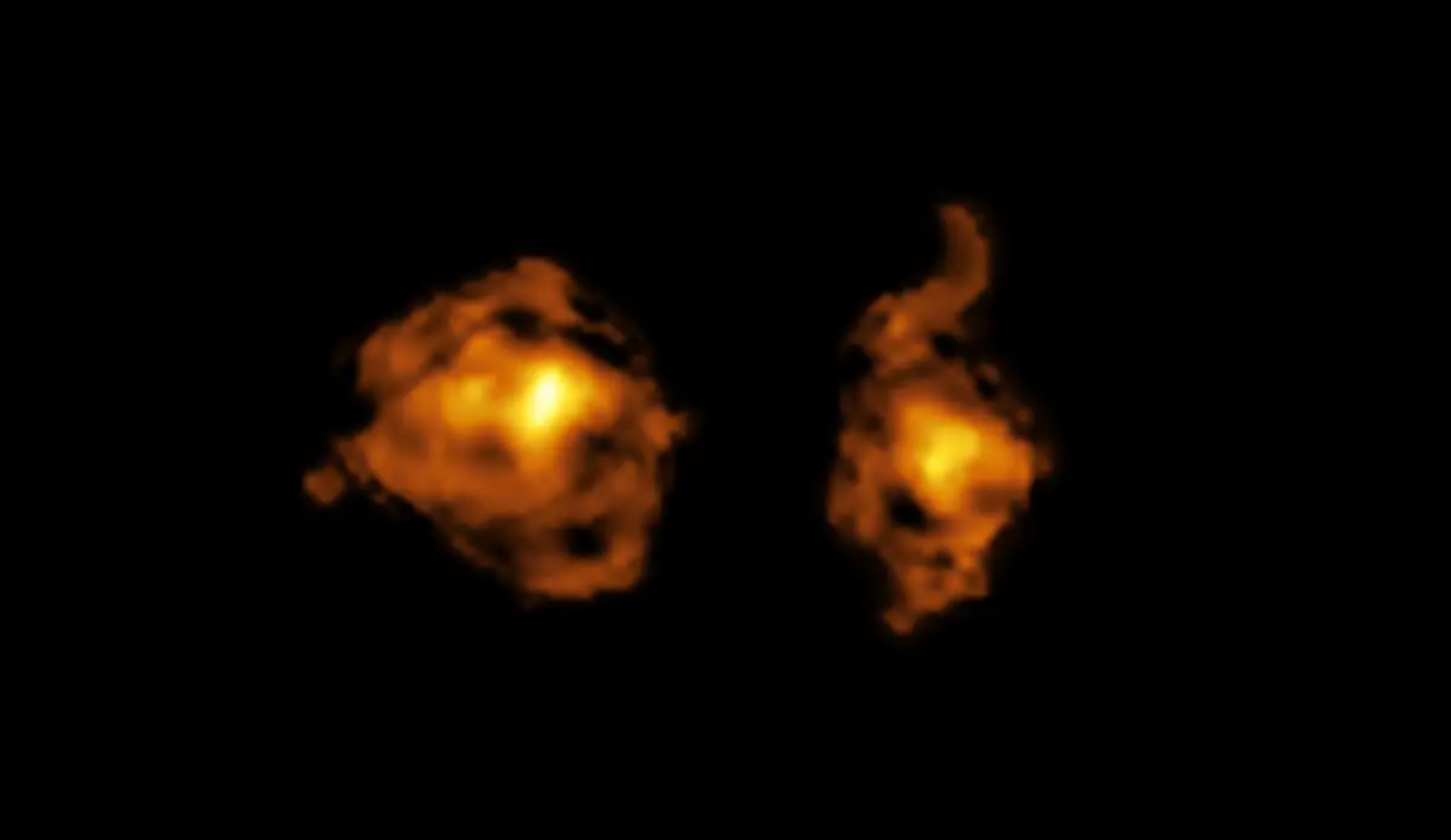 Descubren un violento choque entre galaxias en el universo temprano