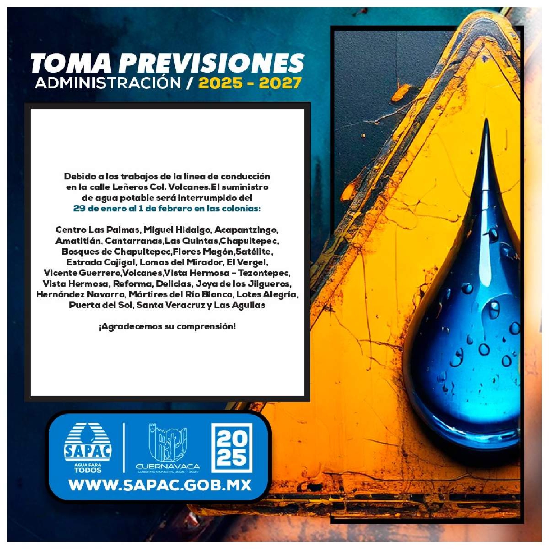 Varias colonias, sin agua cuatro días: SAPAC