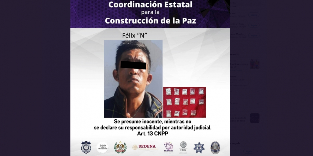 Atrapan a un individuo con droga en Jojutla