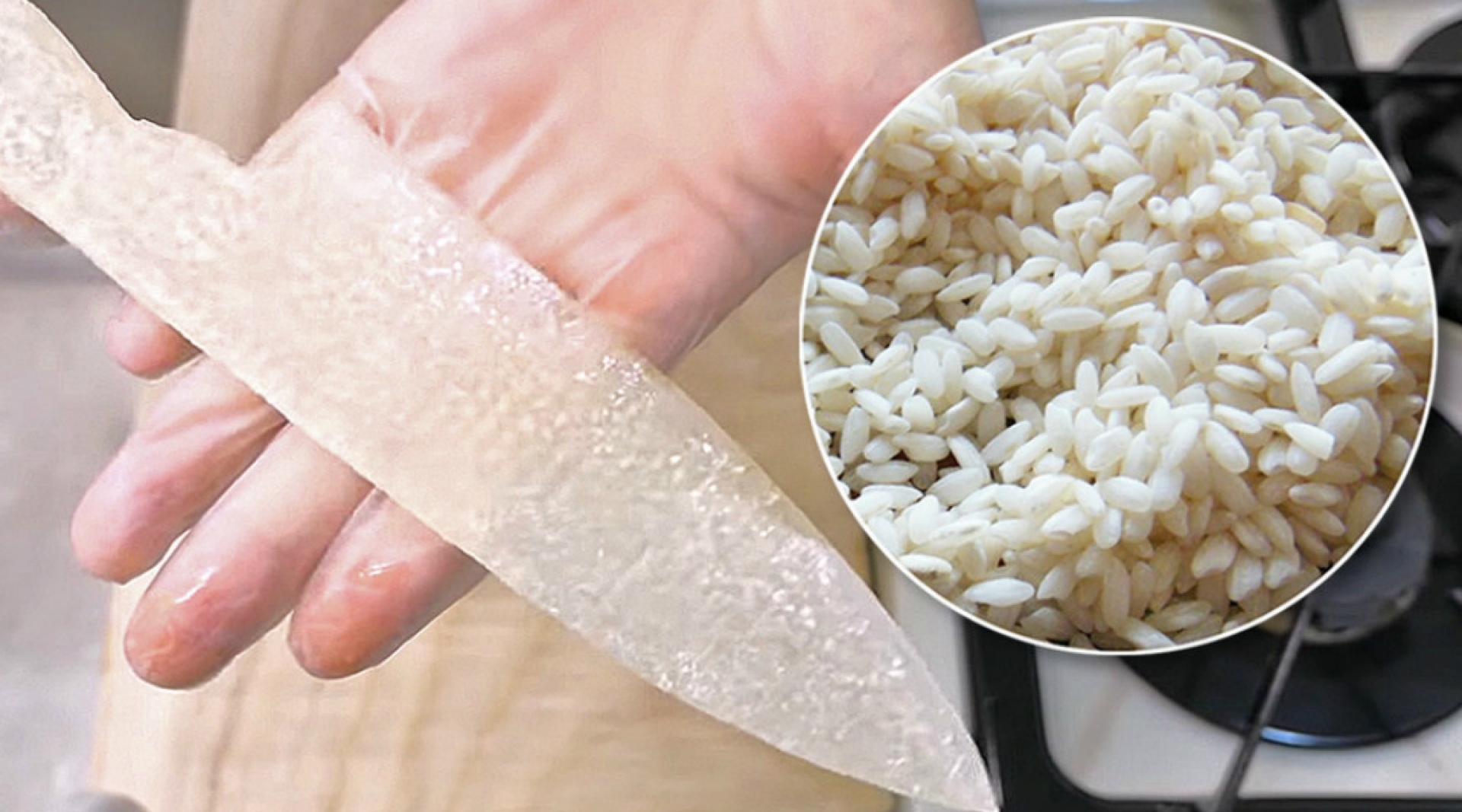 Este hombre convirtió el arroz en un cuchillo afilado y el video es impresionante