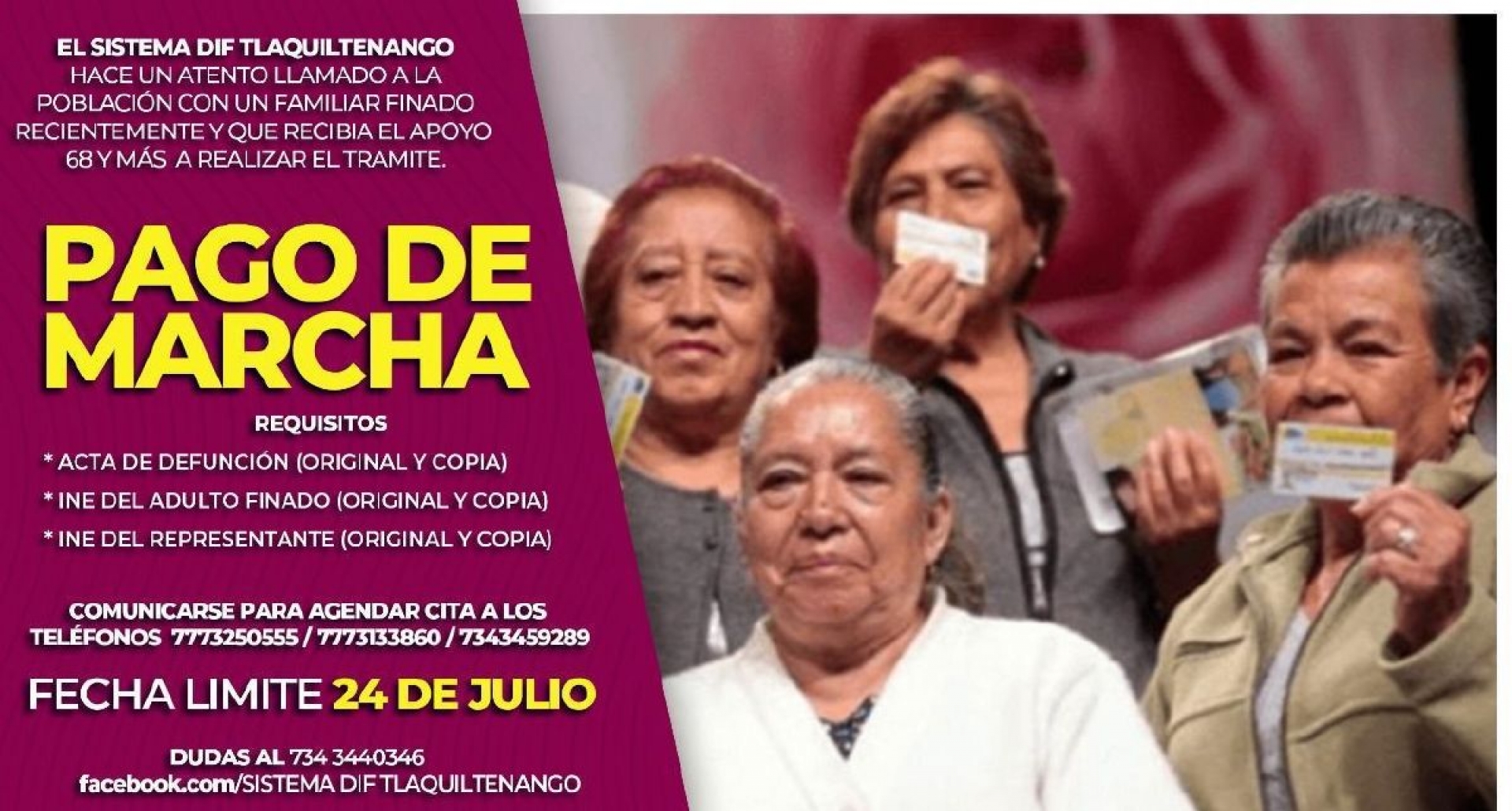 Llaman a dar de baja del programa “68 y Más” a adultos mayores fallecidos