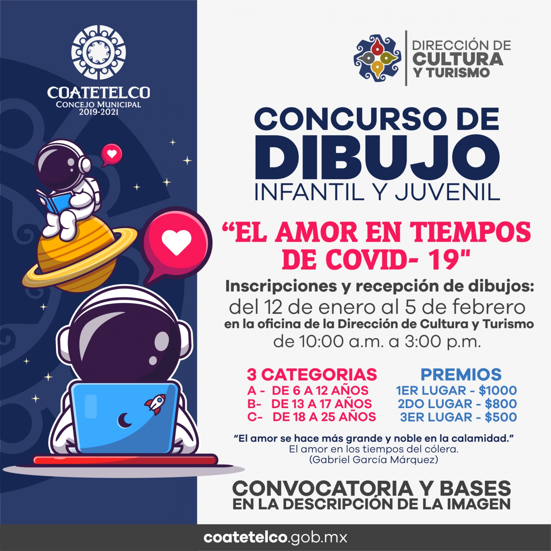 Anuncian concurso de dibujo para niños y jóvenes
