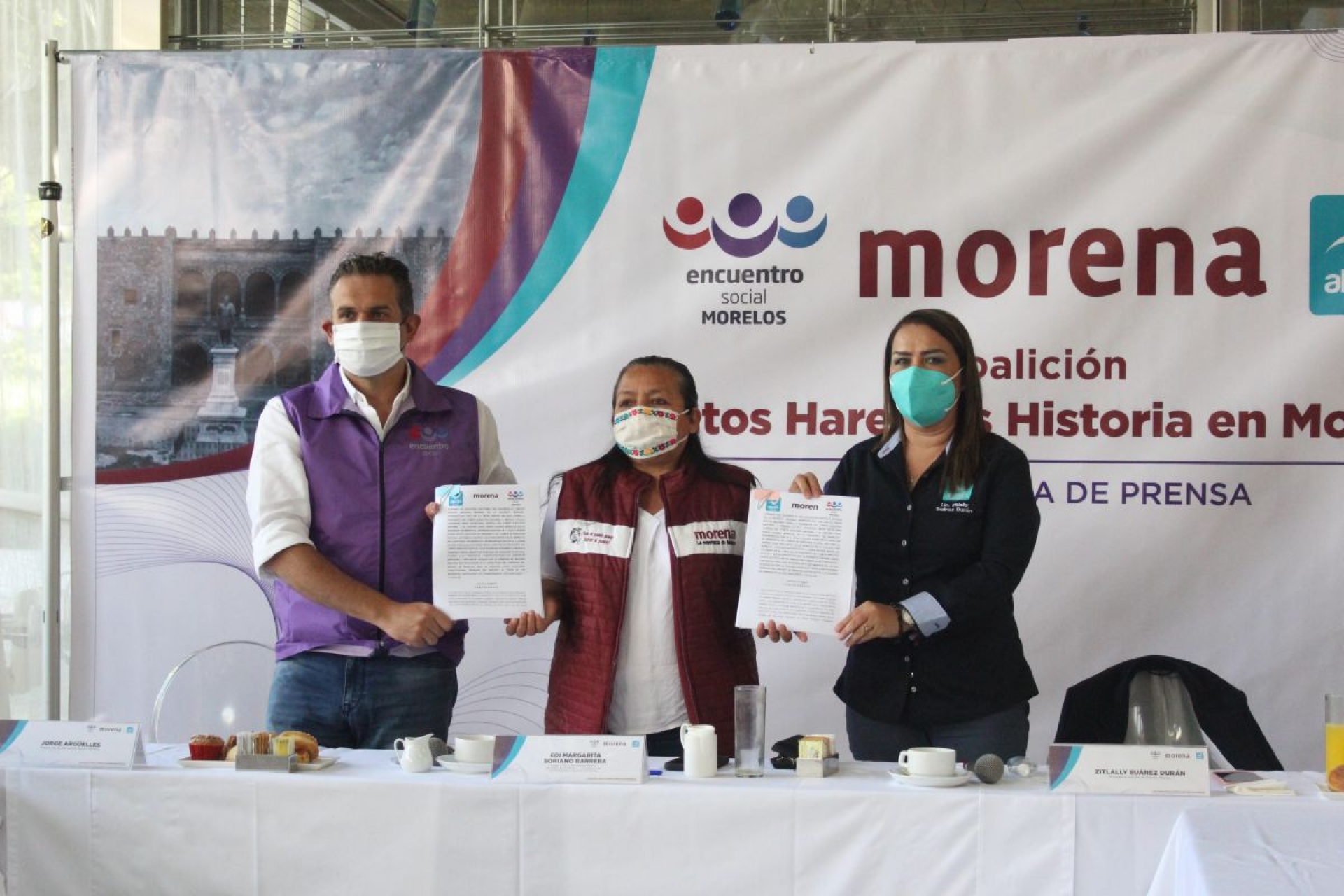 Morena, PES y Panal presentan su coalición en Morelos