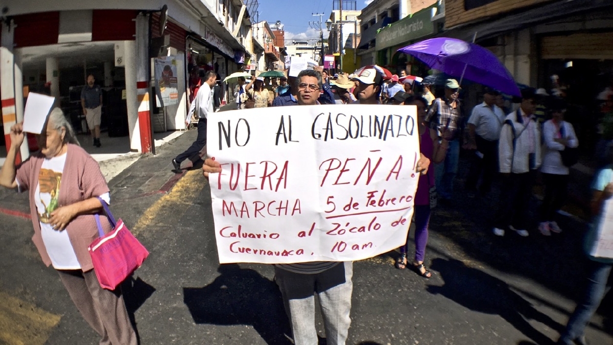 Marcha Coordinadora Estatal de Resistencia Morelense contra el gasolinazo