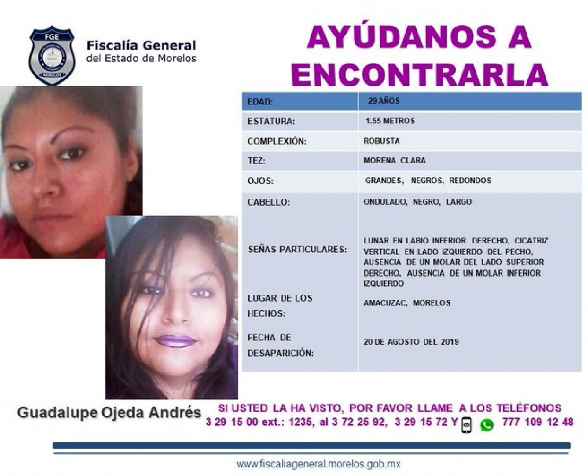 Buscan a una joven que desapareció en Amacuzac