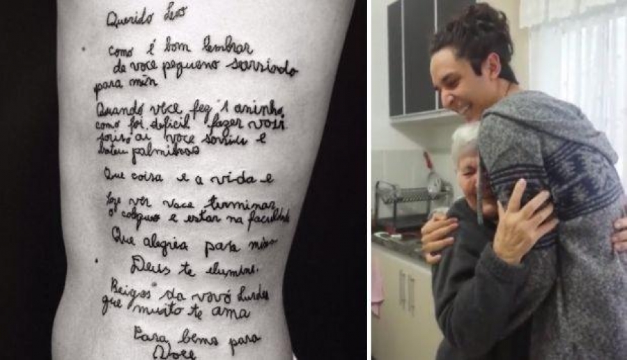 Conmueve las redes al tatuarse carta de su abuela con Alzheimer