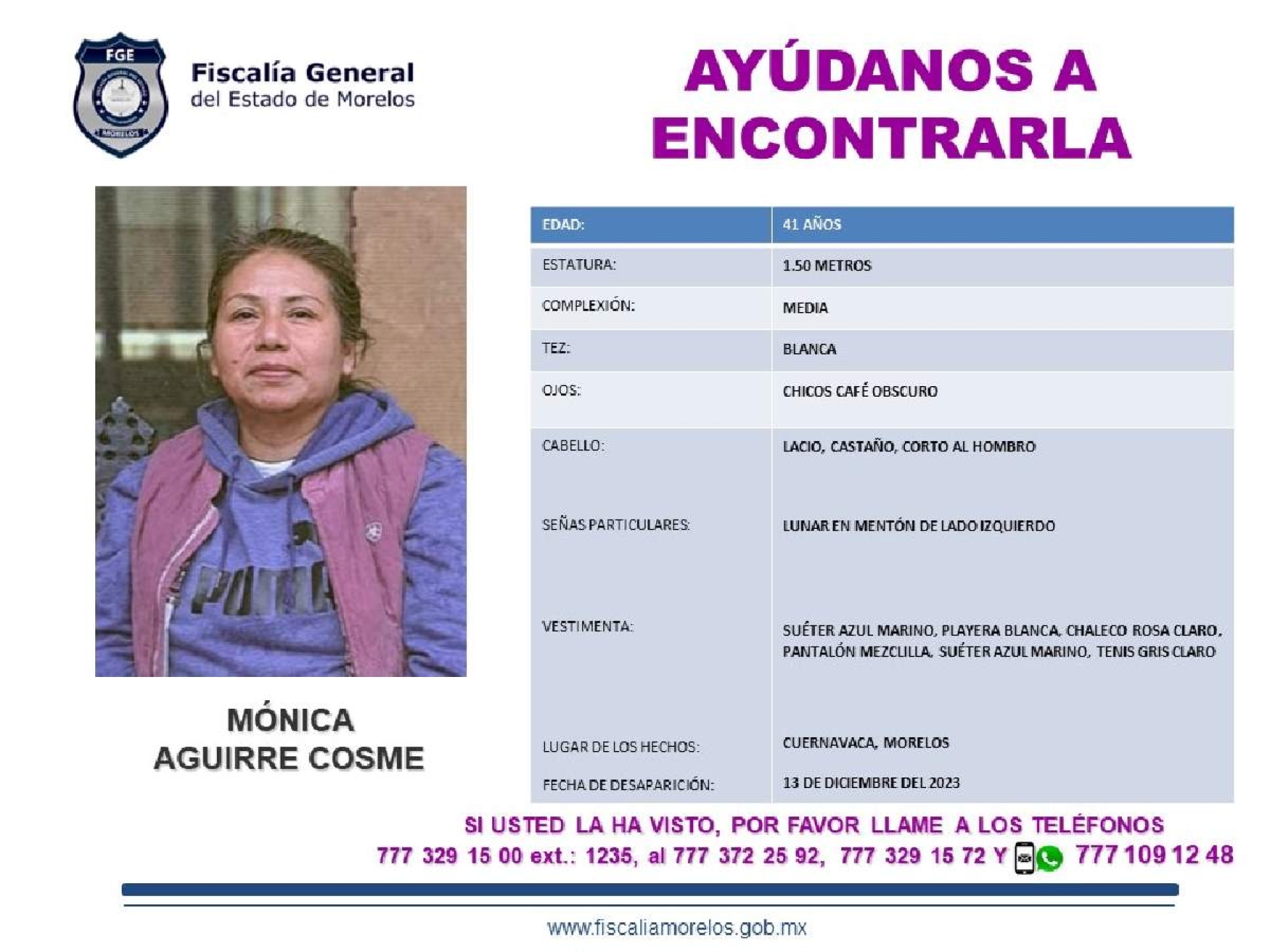 Sin localizar, profesora de la secundaria de Chipitlán