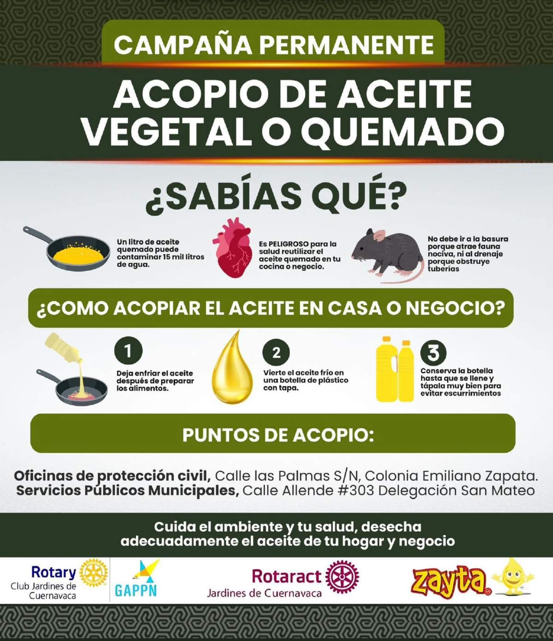 Recolectan aceite vegetal usado en Puente de Ixtla