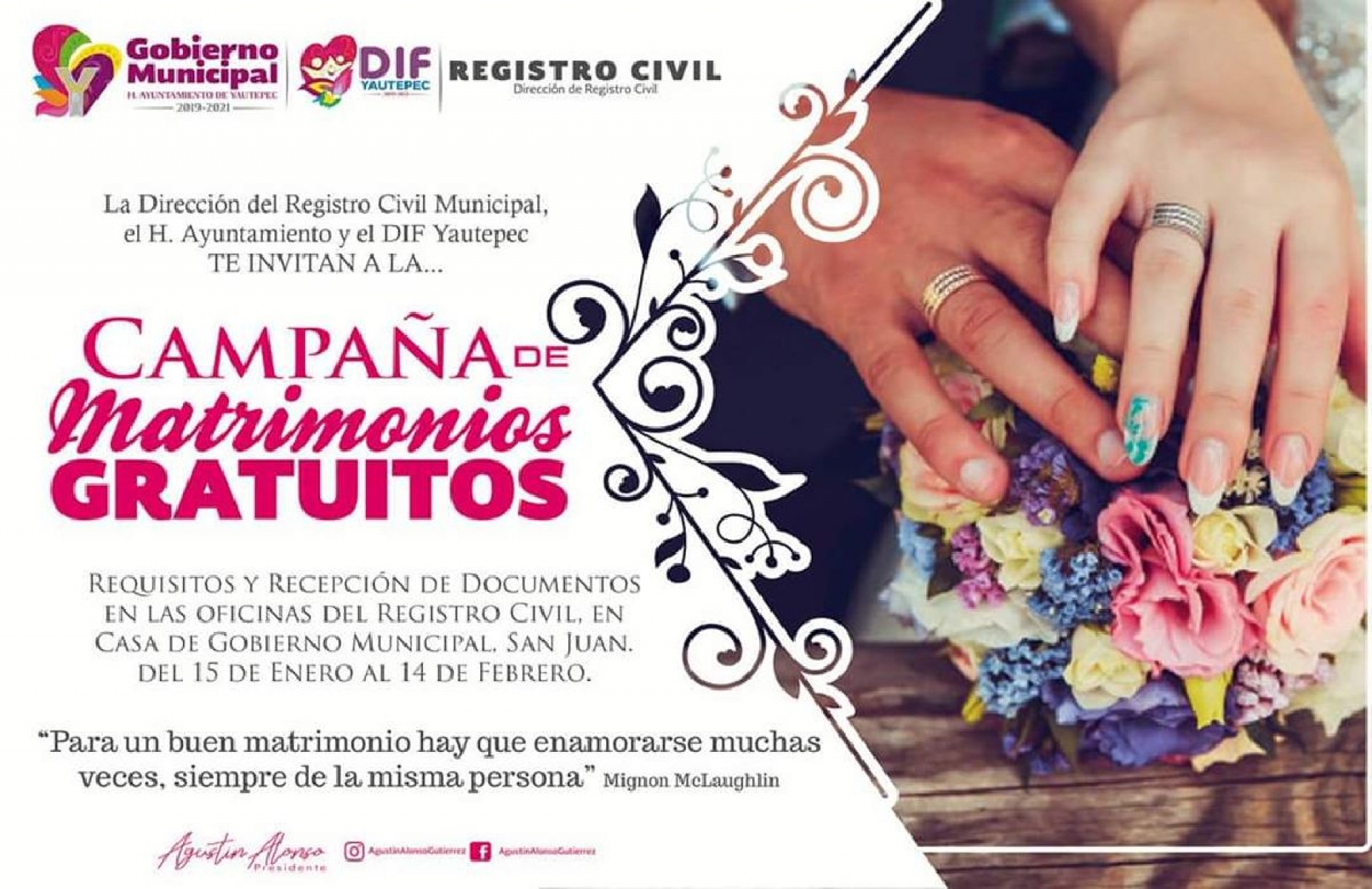 En marcha, campaña de matrimonios gratuitos en Yautepec