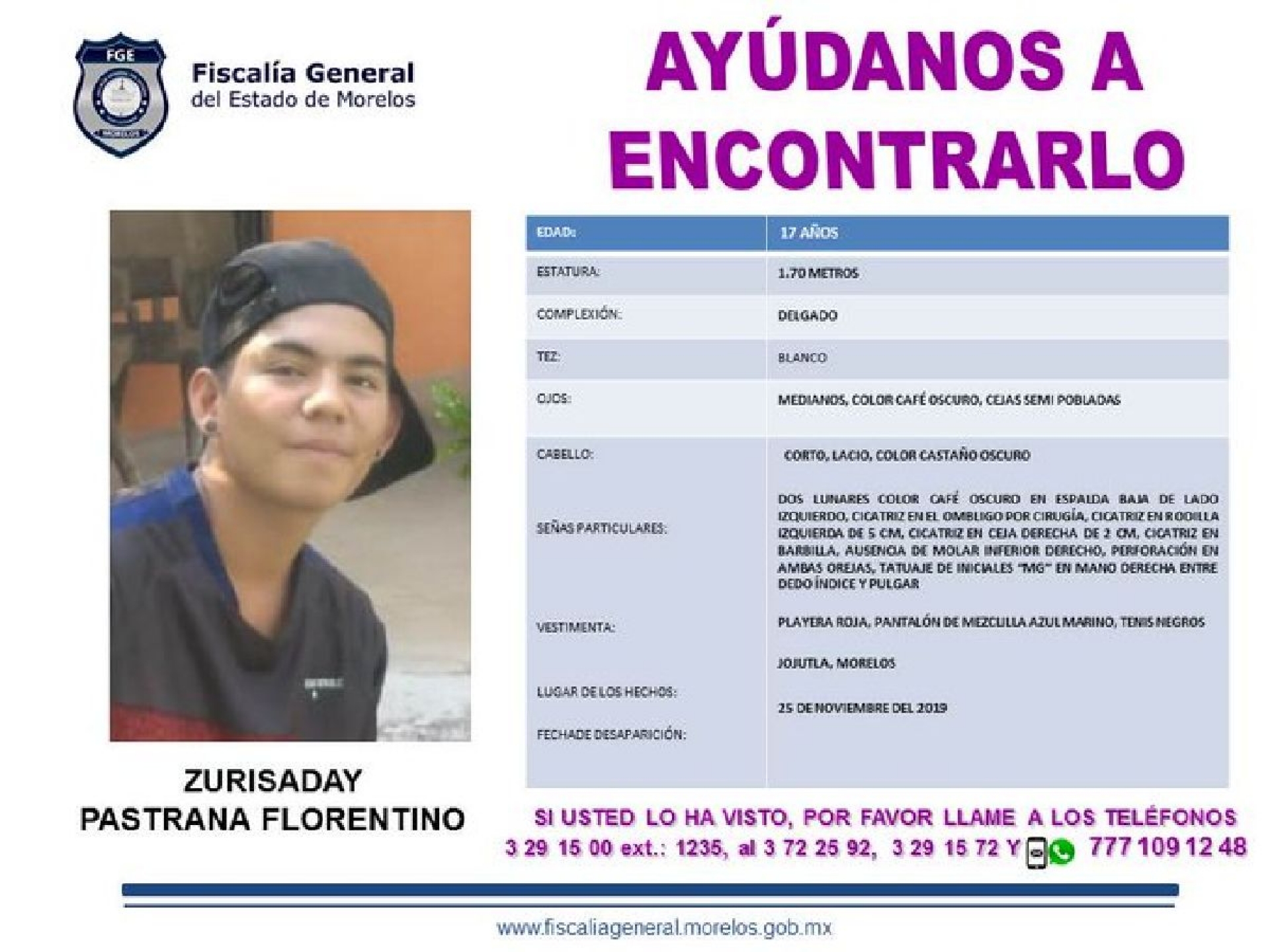 Buscan a un adolescente que desapareció en Jojutla