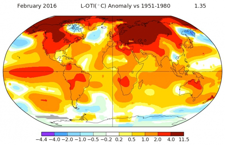 La temperatura media global marca un récord en febrero