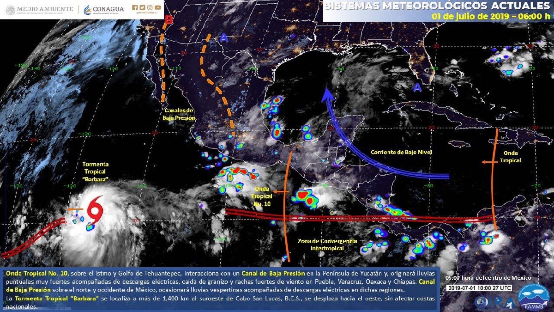 Potencial de lluvias durante la noche en Morelos