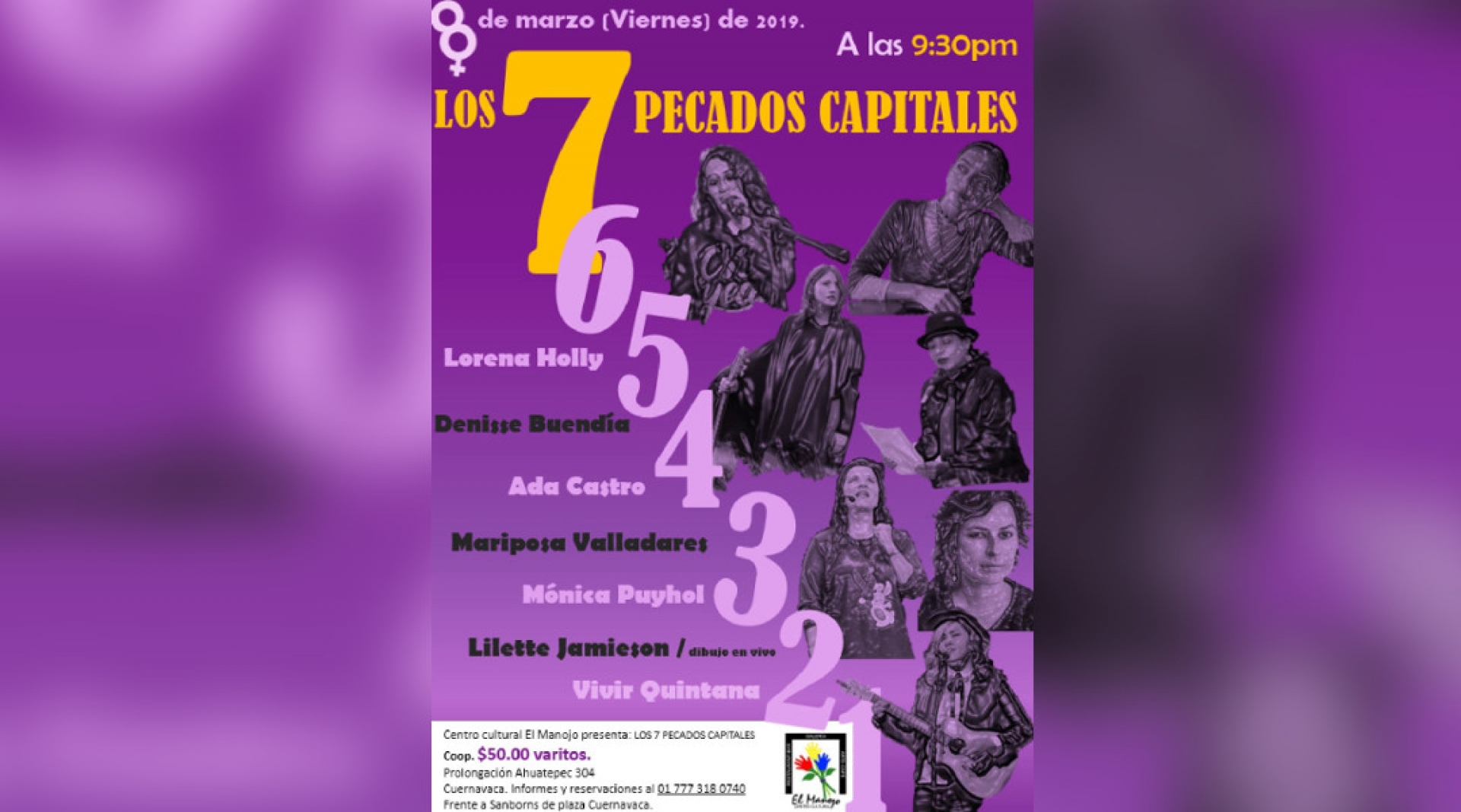 Invitan al evento cultural multidisciplinario “Los 7 pecados capitales”