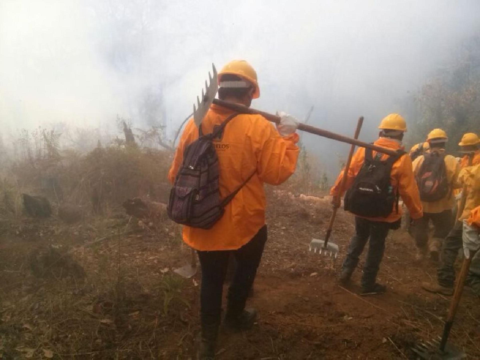 Mantienen combate de incendio forestal al norte de Cuernavaca