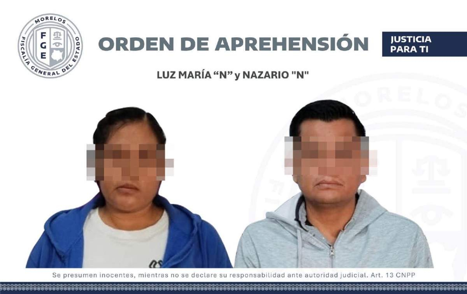 Capturan a pareja por violación y corrupción de menores