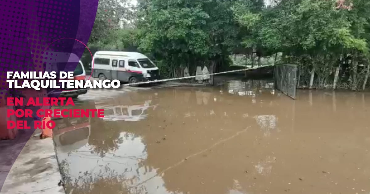 En alerta, familias de Tlaquiltenango por creciente del río Yautepec