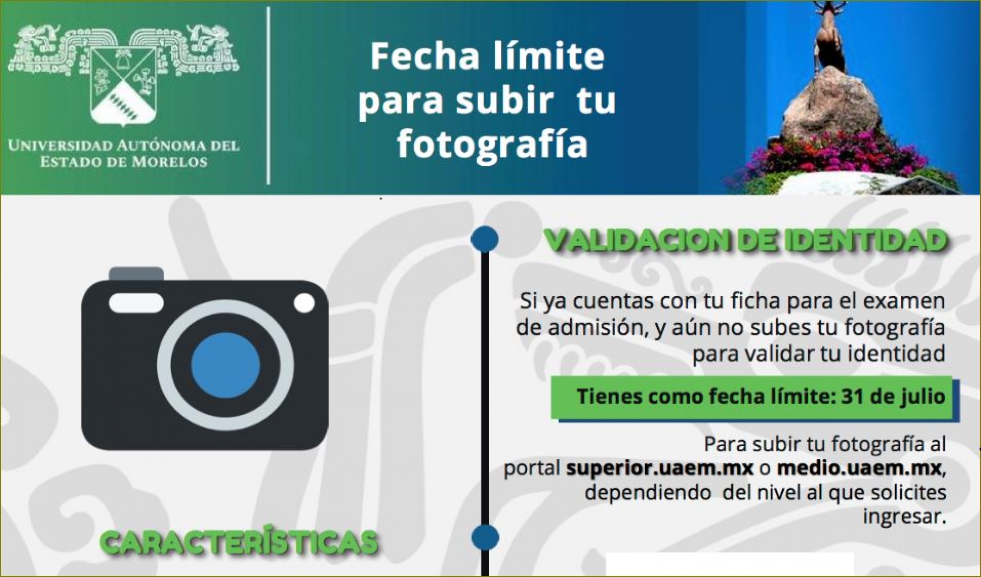 Viernes, último día para enviar foto para examen de admisión