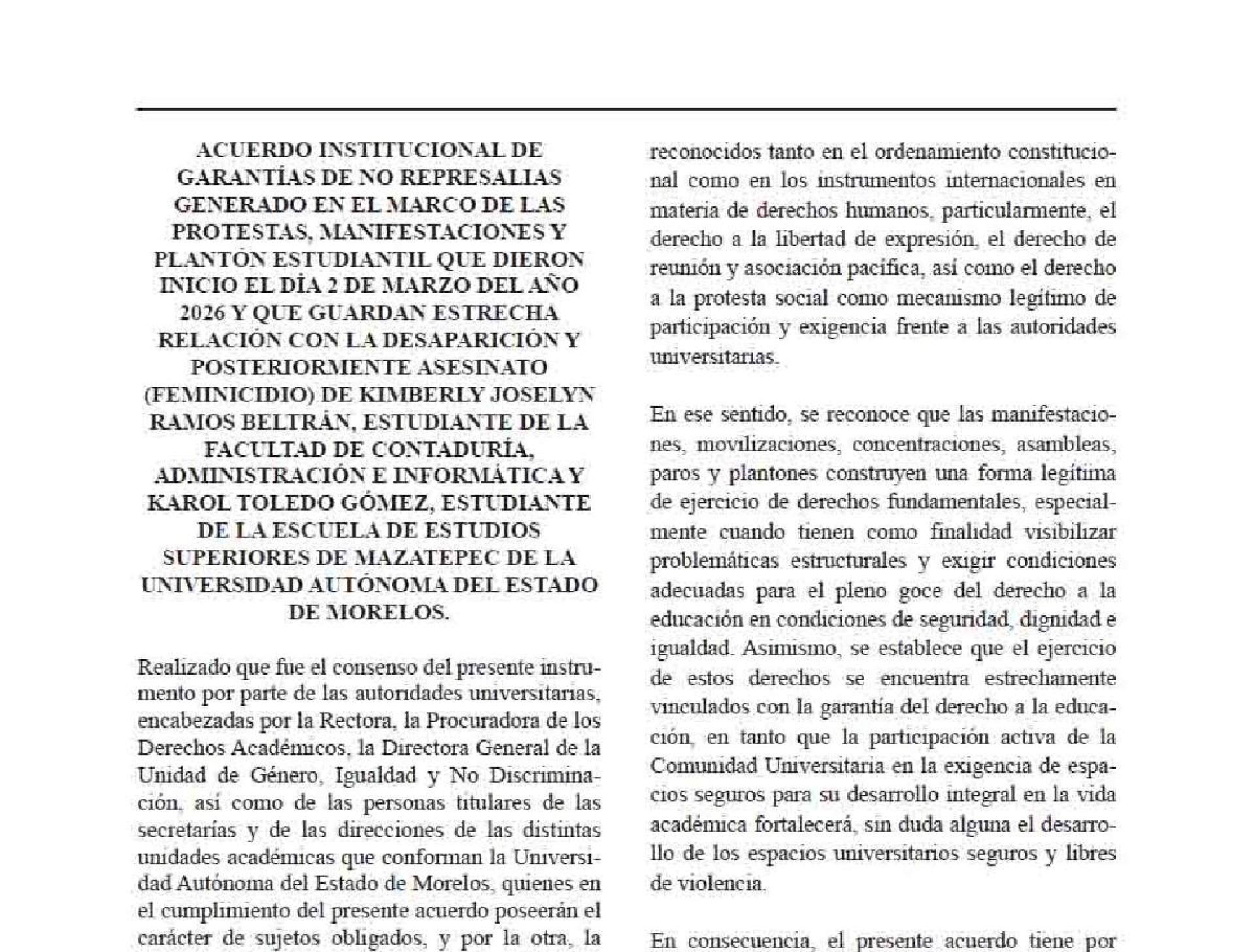 Hay garantía de no represalias: UAEM