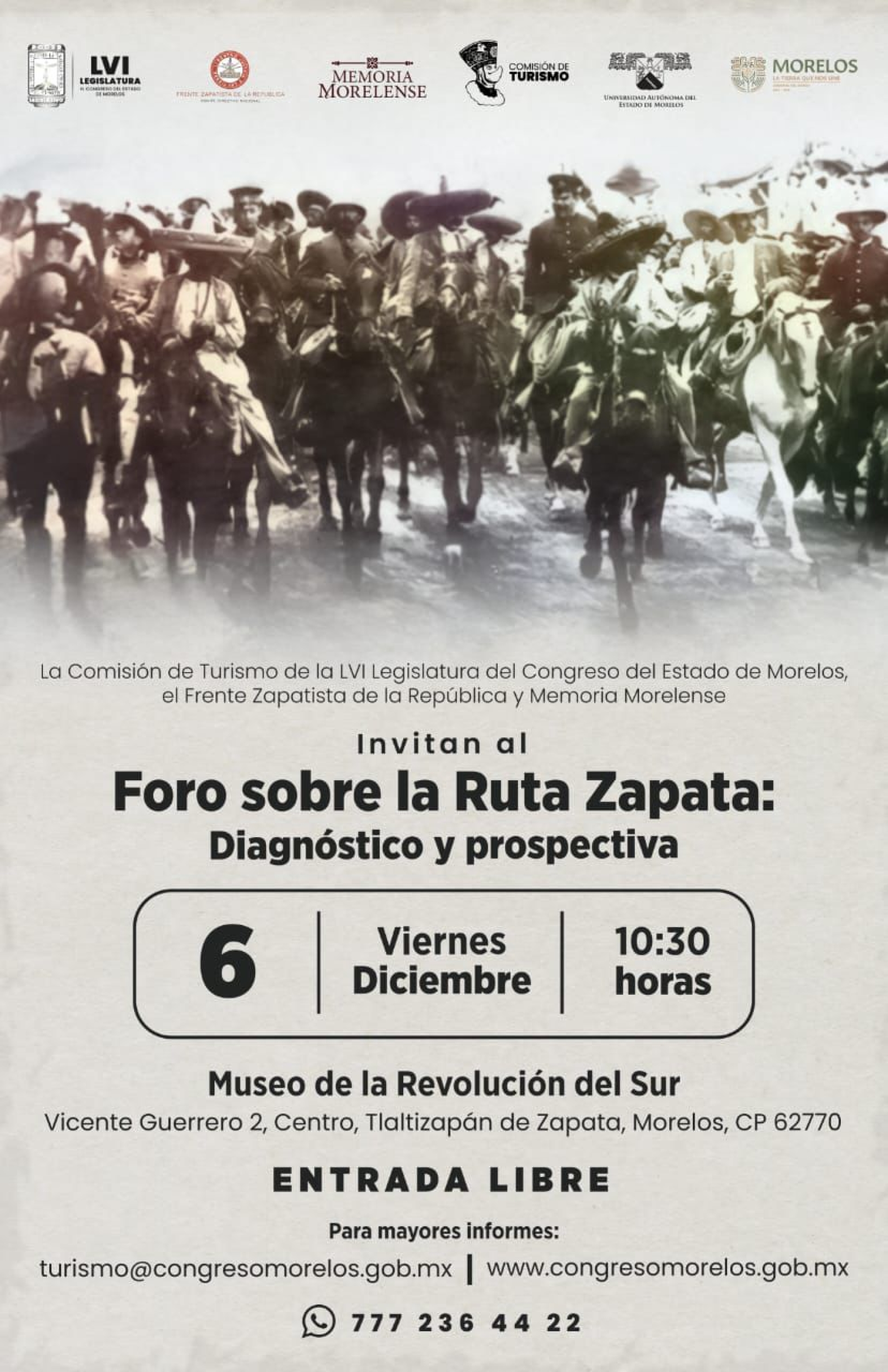 Convoca diputado Francisco Sánchez al 'Foro sobre la Ruta Zapata. Diagnóstico y prospectiva'