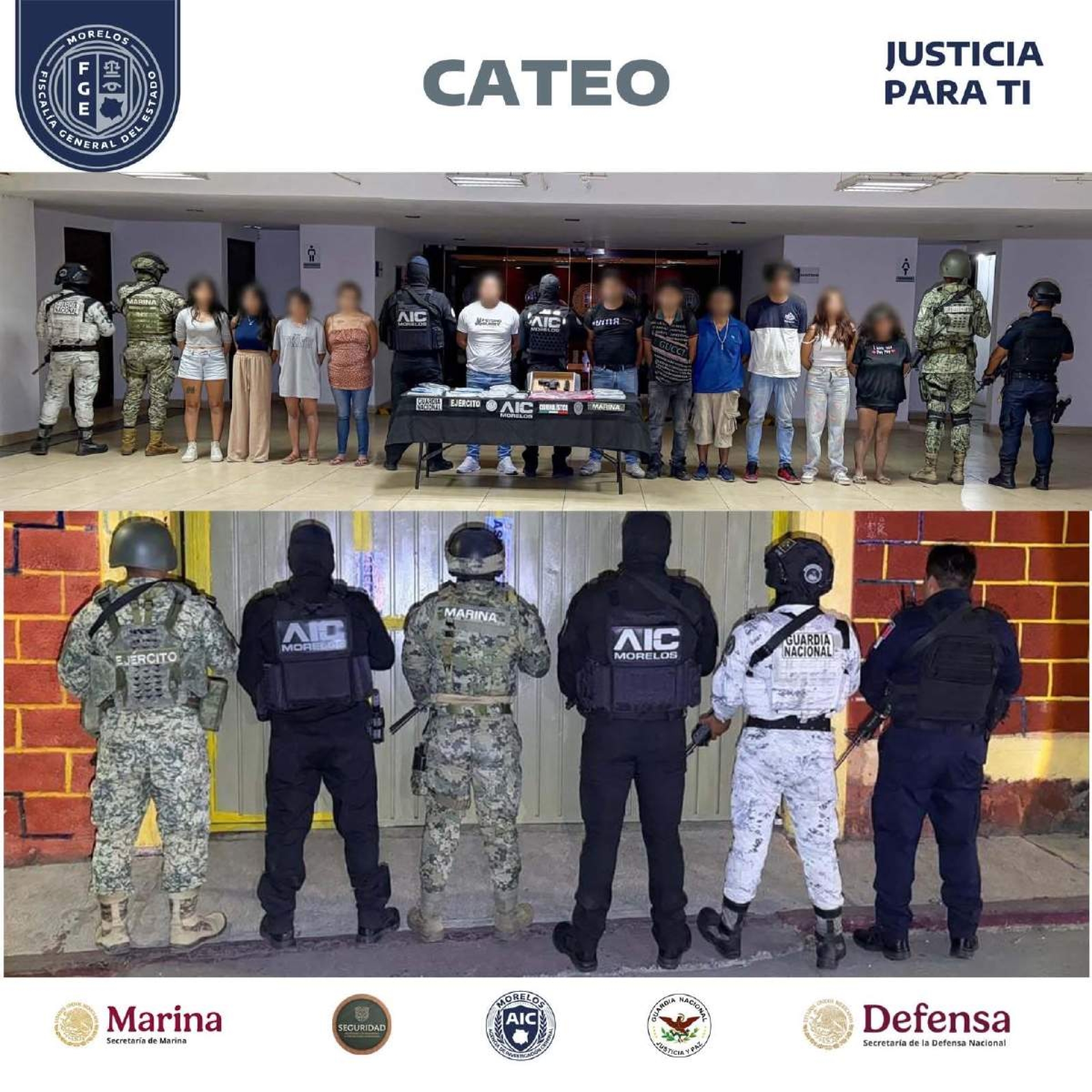 Arrestan a 11 personas durante cateo en Jiutepec