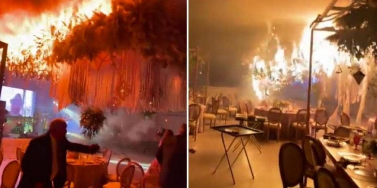 Boda termina en incendio en pleno el baile de los novios